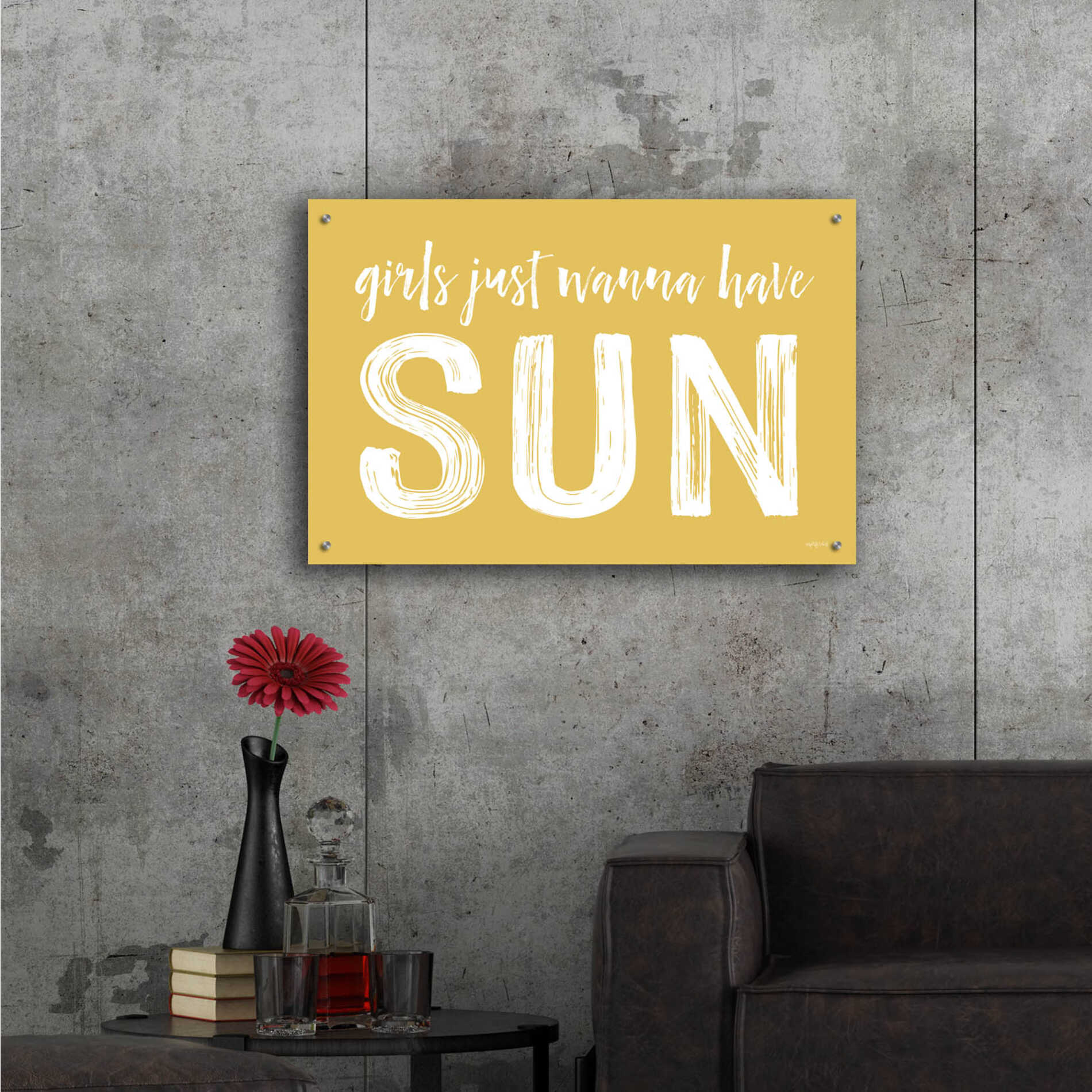 Epic Art 'Girls Just Wanna Have Sun' by Lettered & Lined, Acrylic Glass Wall Art,36x24