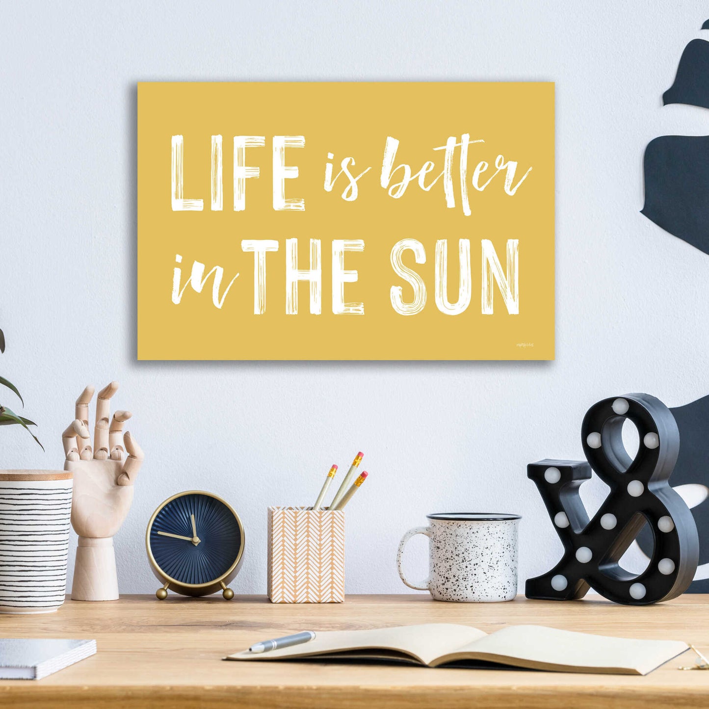 Epic Art 'Life Is Better In The Sun' by Lettered & Lined, Acrylic Glass Wall Art,16x12