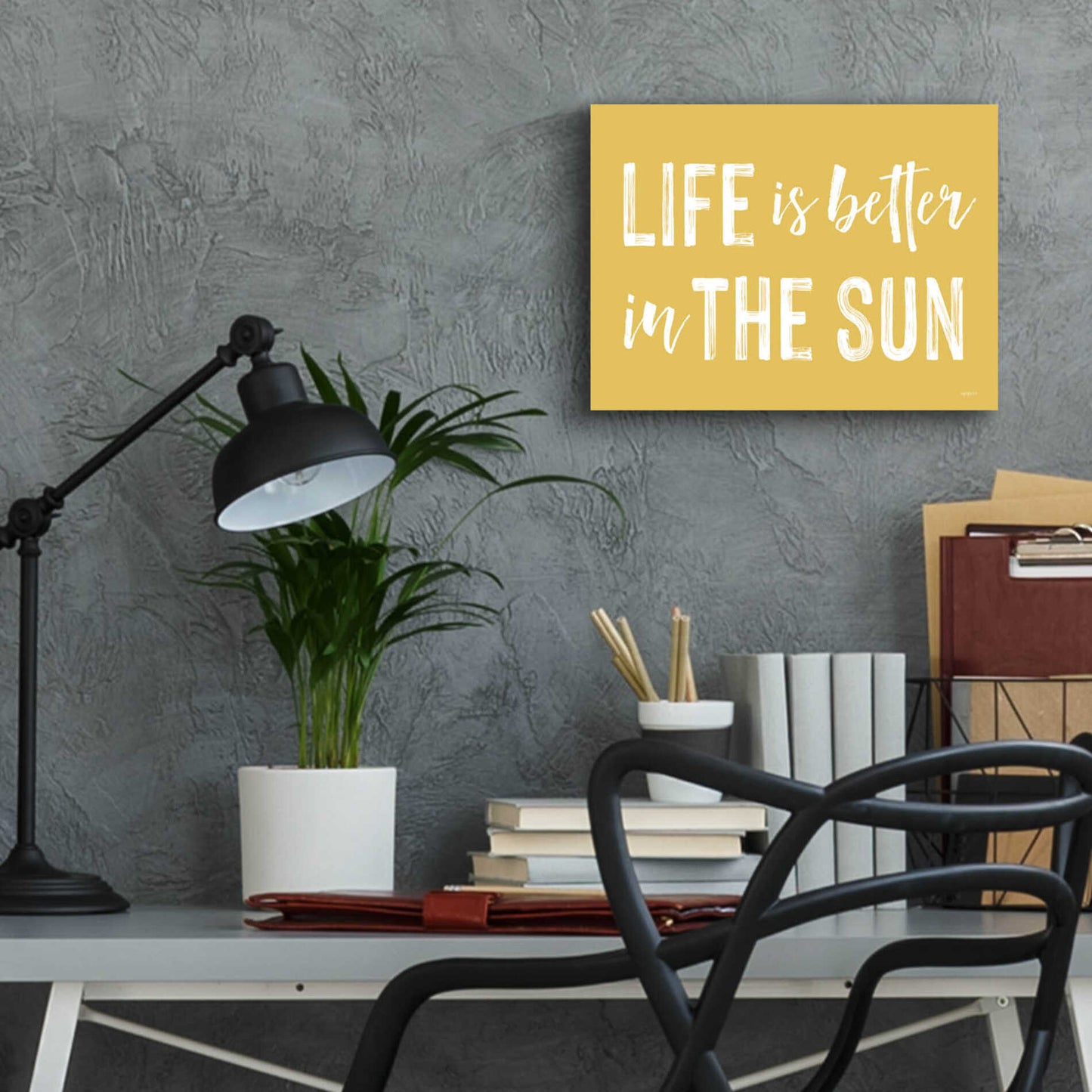 Epic Art 'Life Is Better In The Sun' by Lettered & Lined, Acrylic Glass Wall Art,16x12