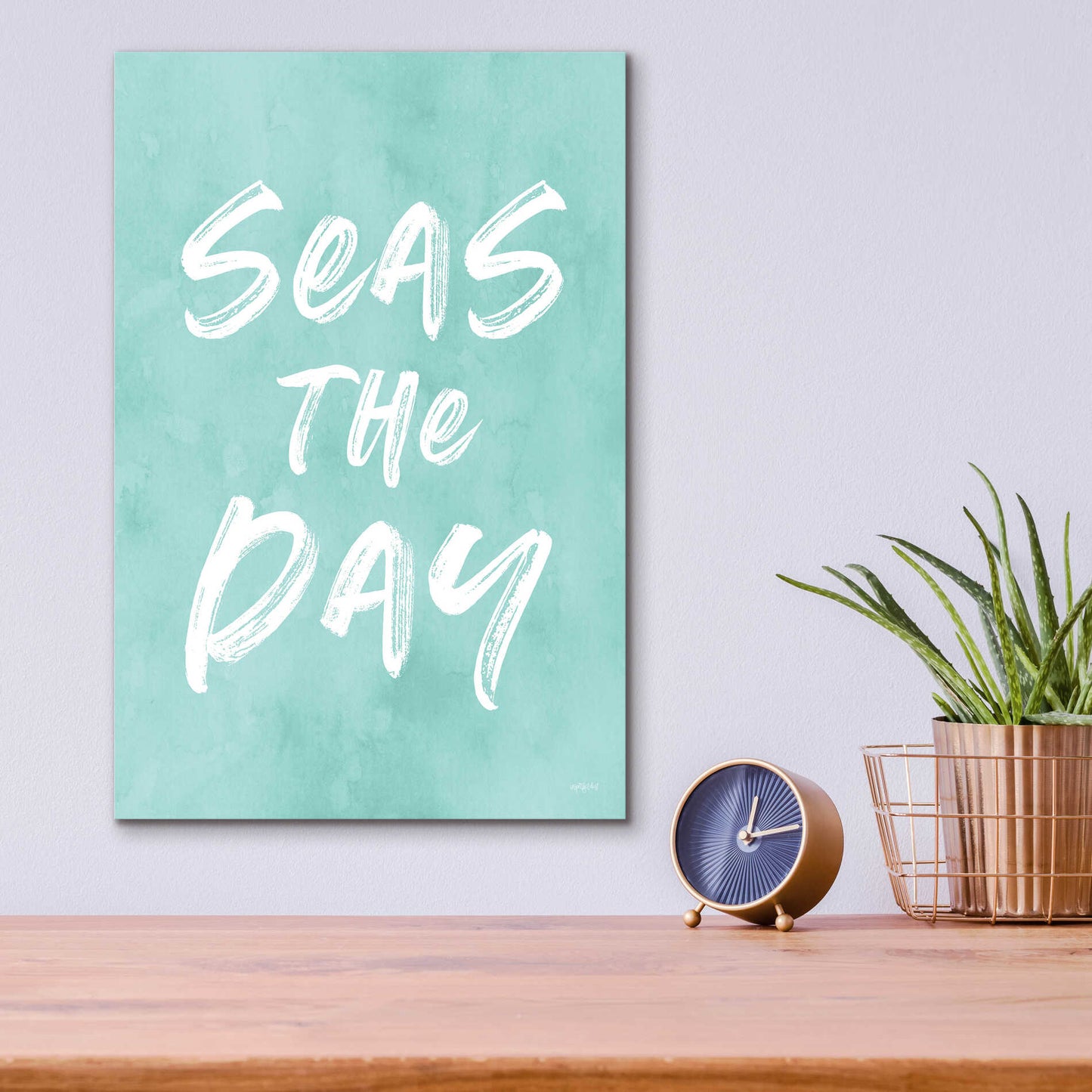 Epic Art 'Seas The Day' by Lettered & Lined, Acrylic Glass Wall Art,12x16