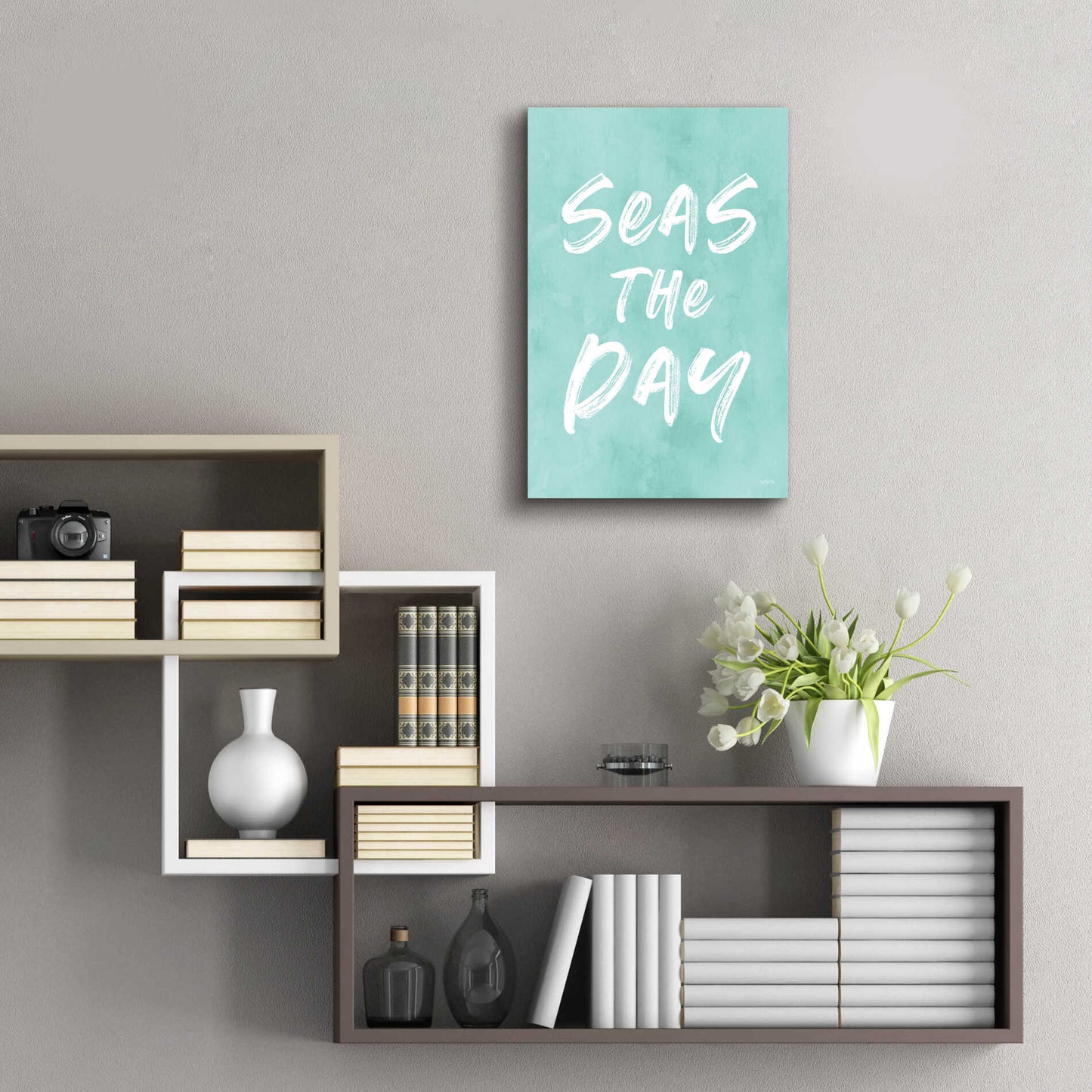 Epic Art 'Seas The Day' by Lettered & Lined, Acrylic Glass Wall Art,16x24