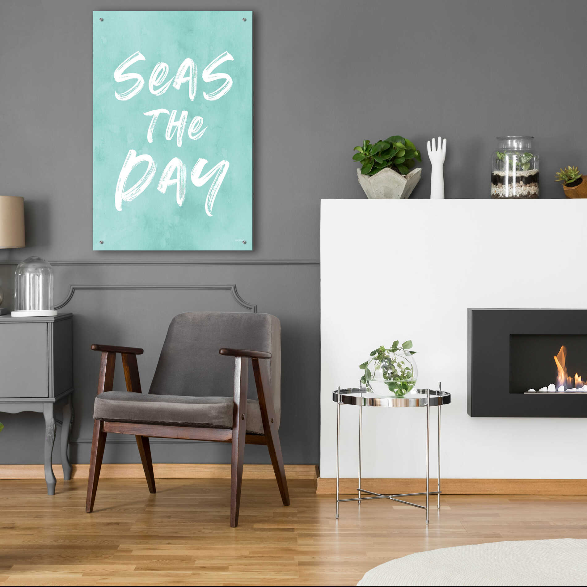 Epic Art 'Seas The Day' by Lettered & Lined, Acrylic Glass Wall Art,24x36