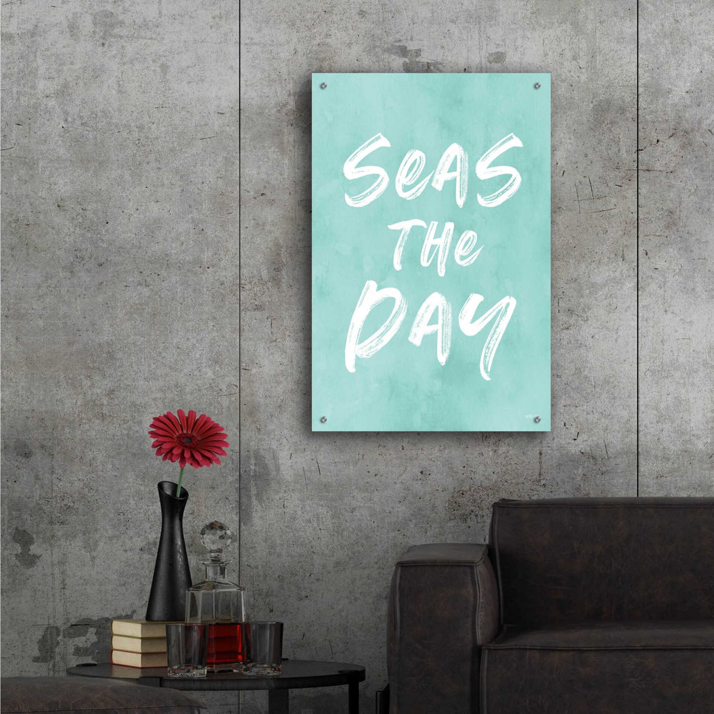 Epic Art 'Seas The Day' by Lettered & Lined, Acrylic Glass Wall Art,24x36