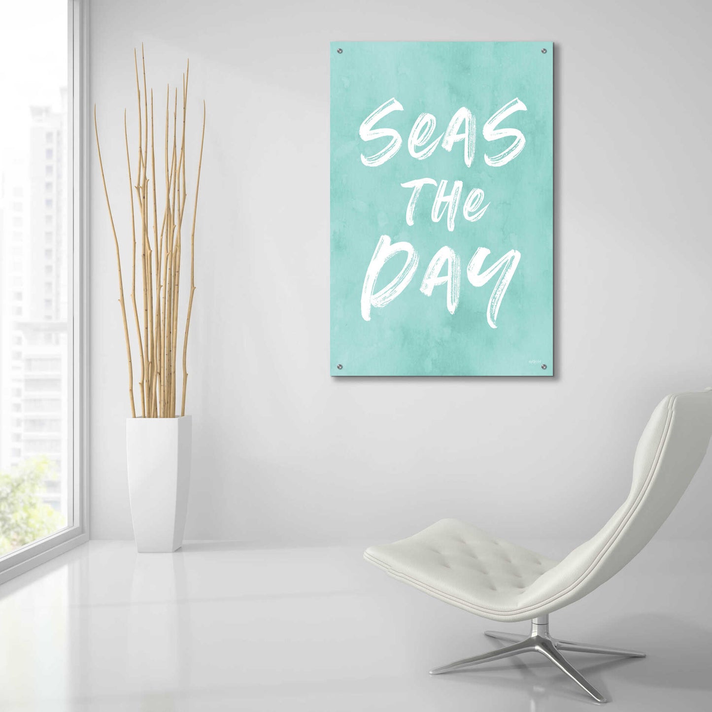 Epic Art 'Seas The Day' by Lettered & Lined, Acrylic Glass Wall Art,24x36