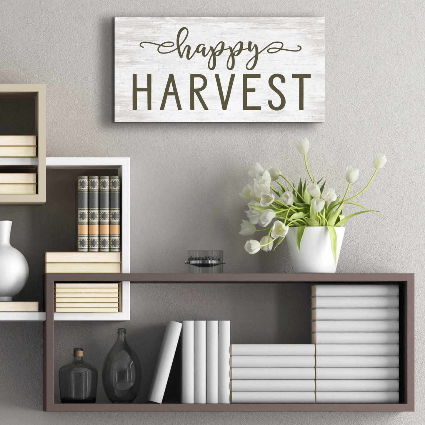 Epic Art 'Happy Harvest' by Lettered & Lined, Acrylic Glass Wall Art,24x12