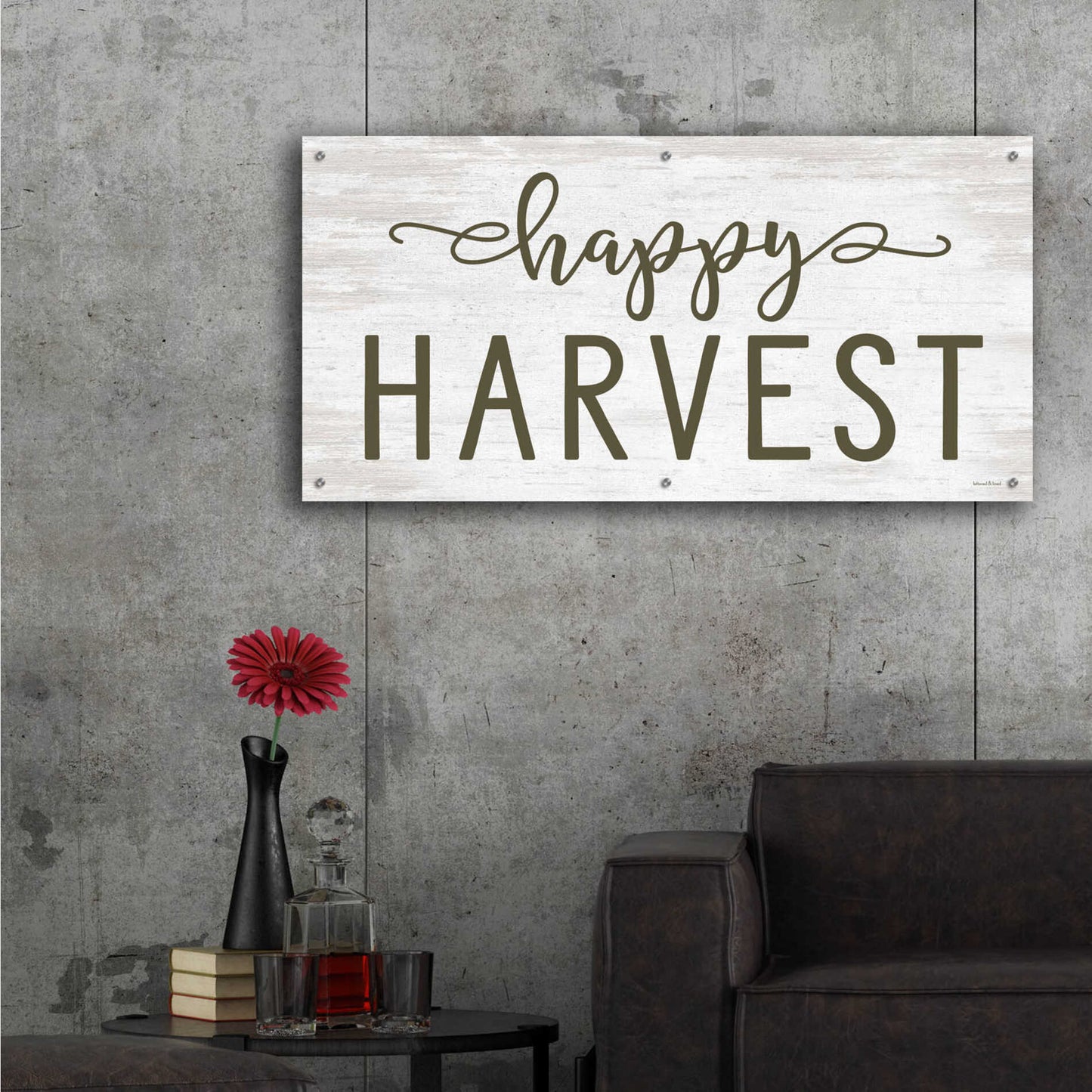 Epic Art 'Happy Harvest' by Lettered & Lined, Acrylic Glass Wall Art,48x24