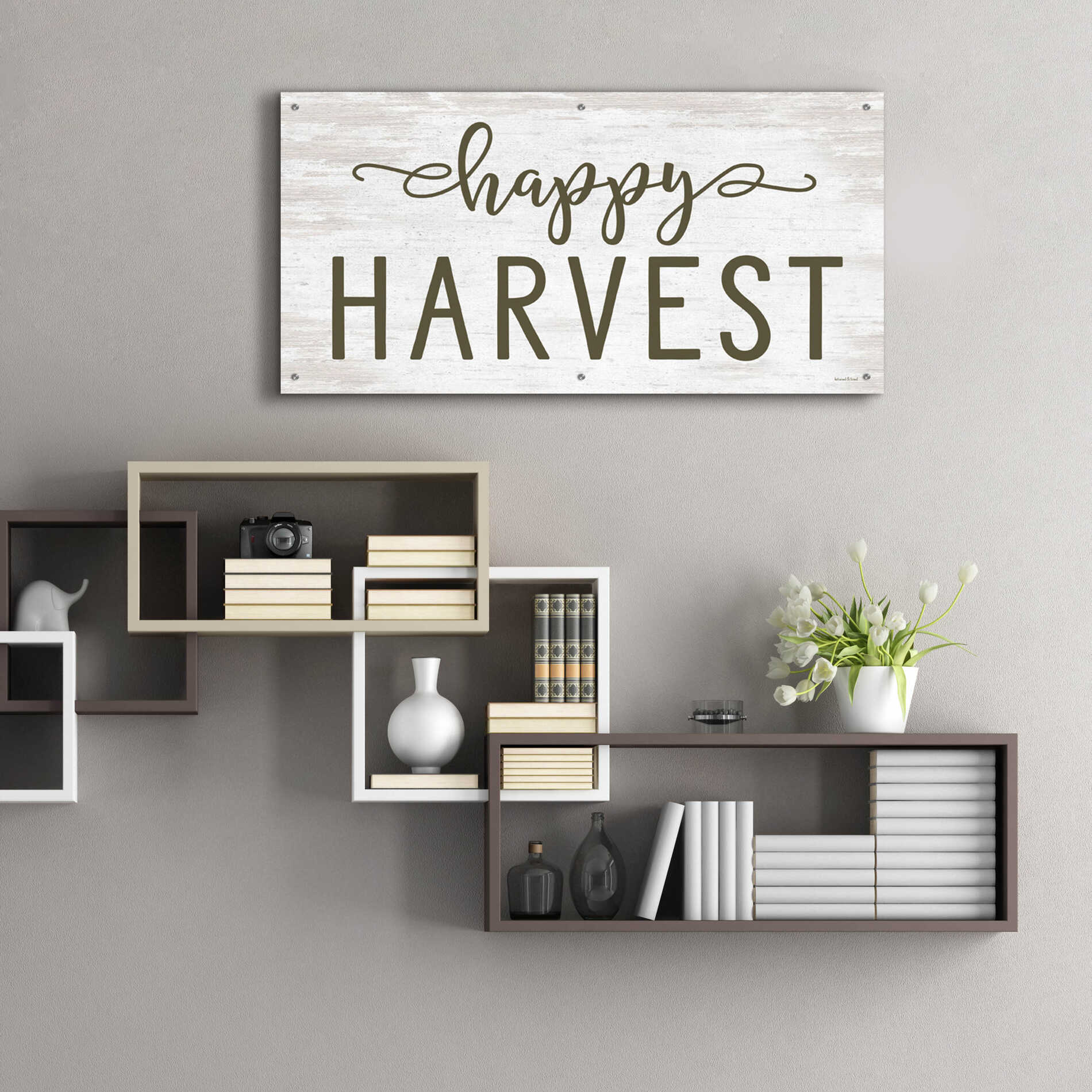 Epic Art 'Happy Harvest' by Lettered & Lined, Acrylic Glass Wall Art,48x24