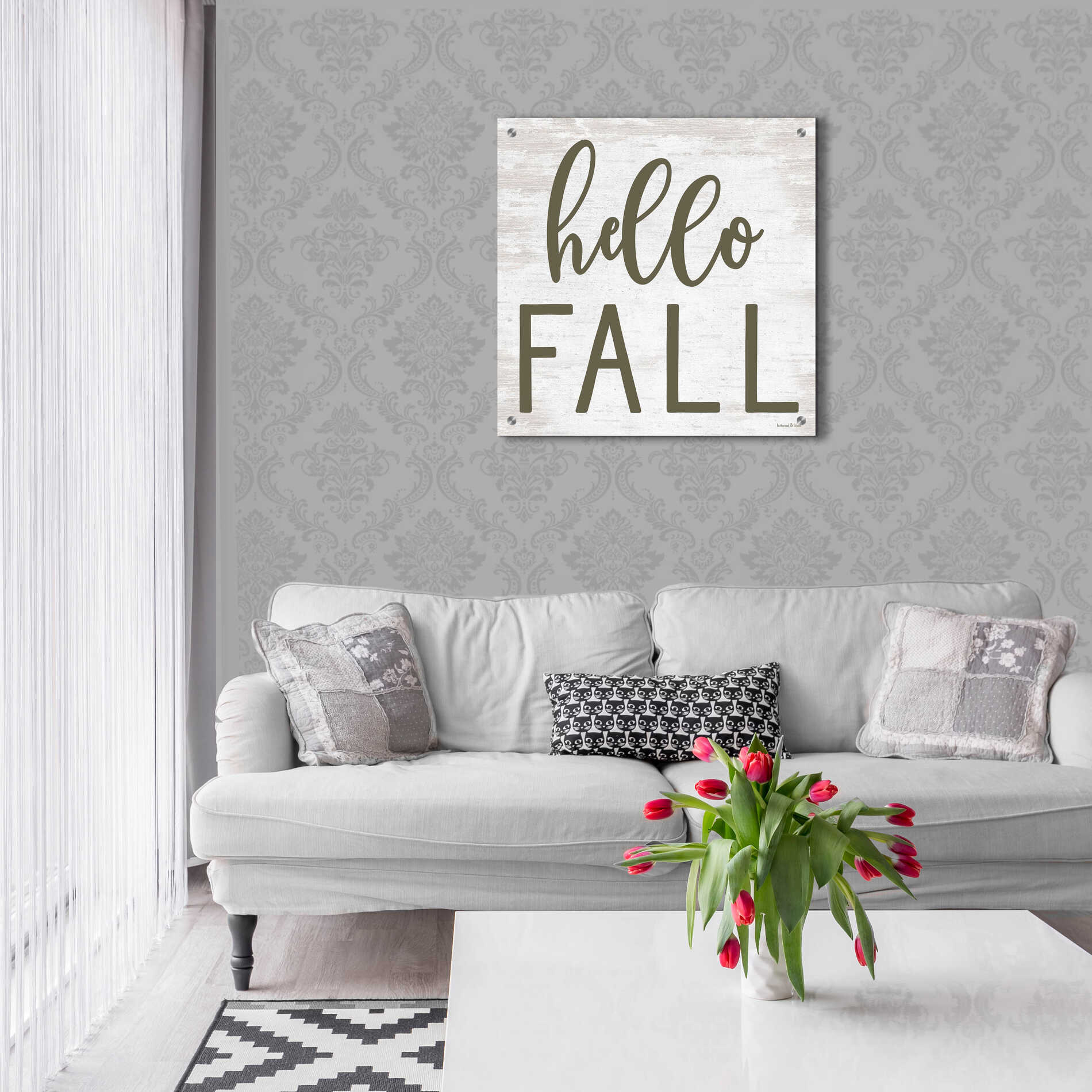 Epic Art 'Hello Fall' by Lettered & Lined, Acrylic Glass Wall Art,24x24