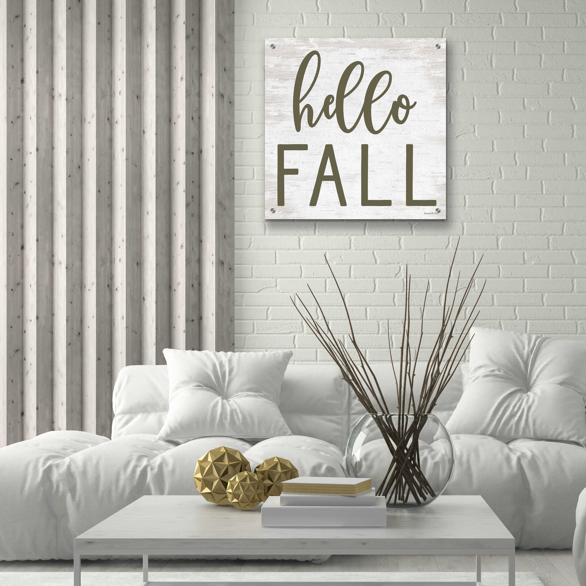 Epic Art 'Hello Fall' by Lettered & Lined, Acrylic Glass Wall Art,24x24