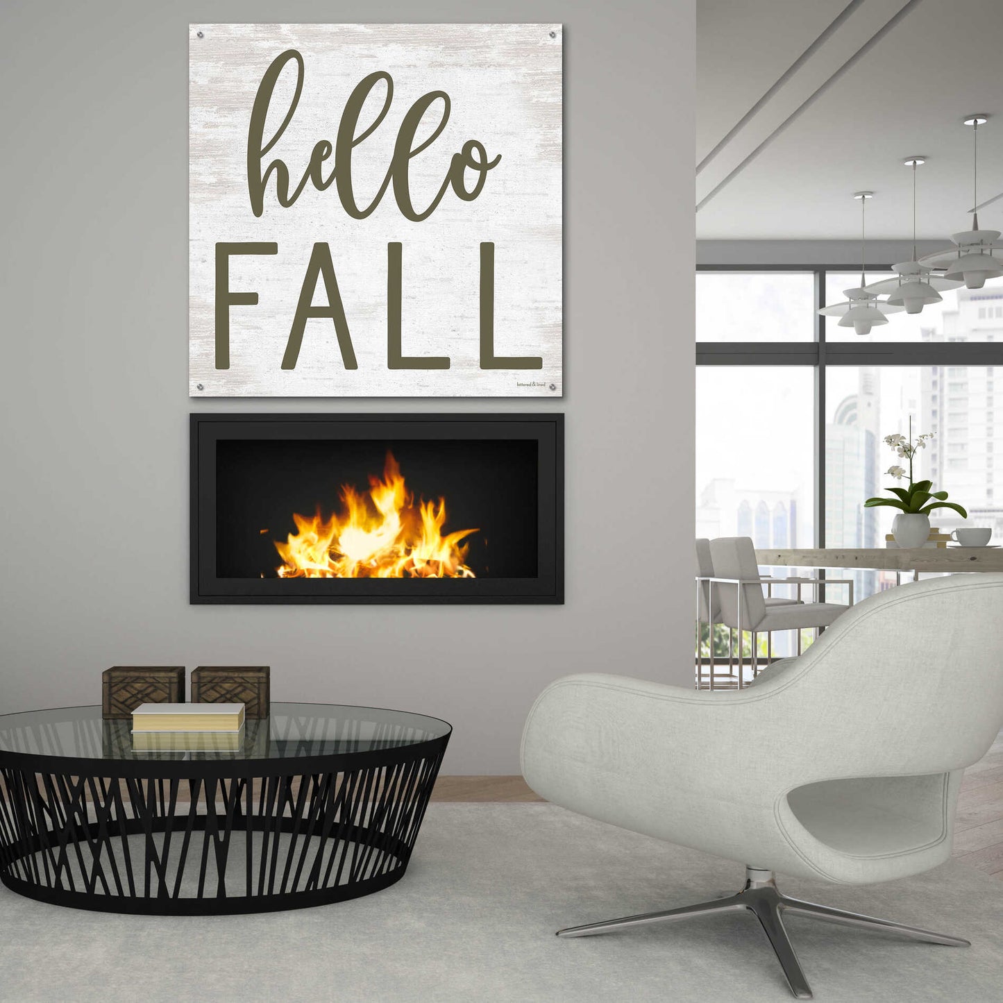 Epic Art 'Hello Fall' by Lettered & Lined, Acrylic Glass Wall Art,36x36