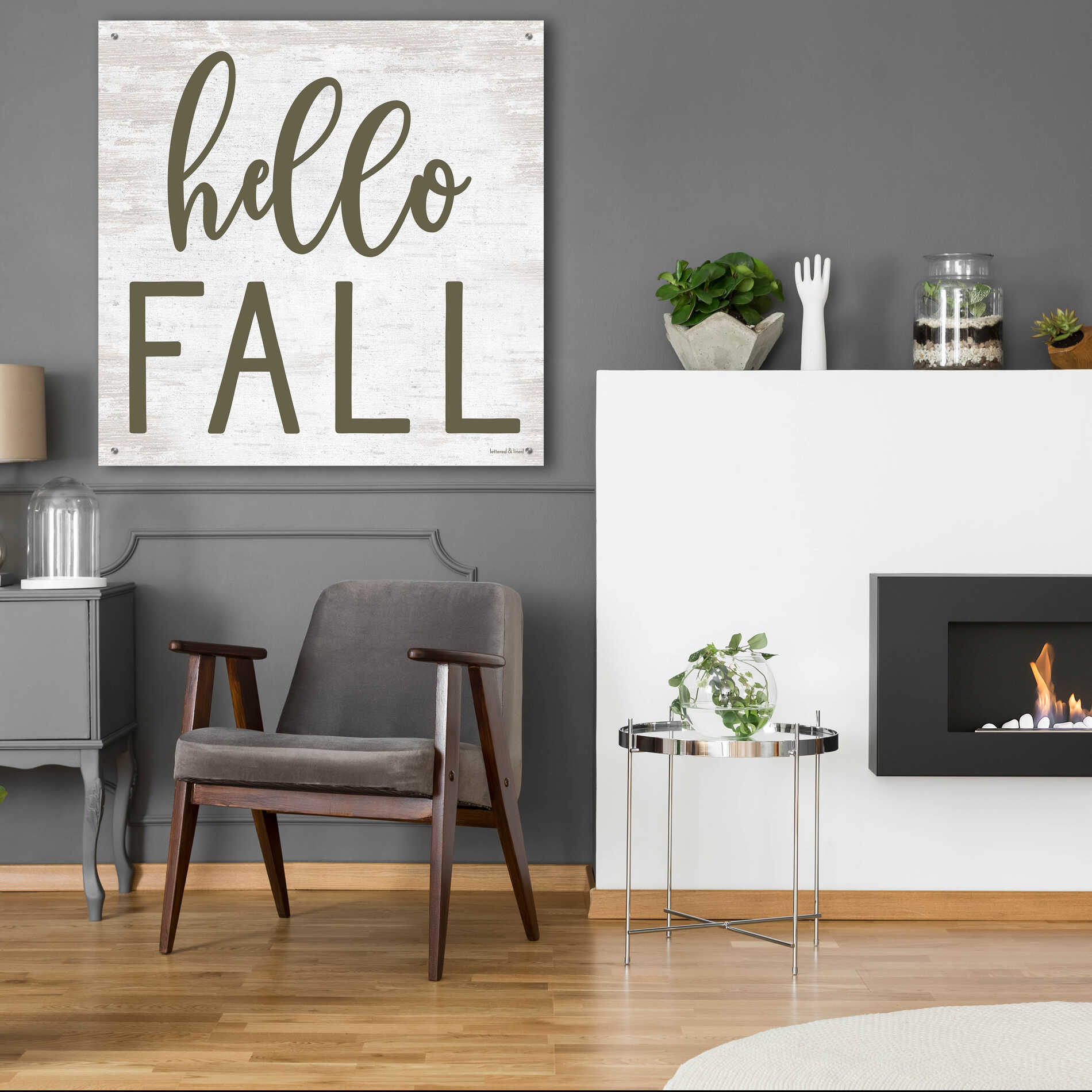 Epic Art 'Hello Fall' by Lettered & Lined, Acrylic Glass Wall Art,36x36