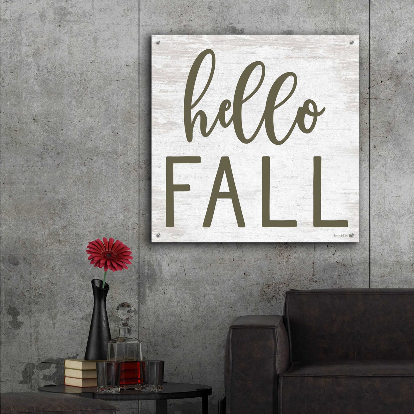 Epic Art 'Hello Fall' by Lettered & Lined, Acrylic Glass Wall Art,36x36