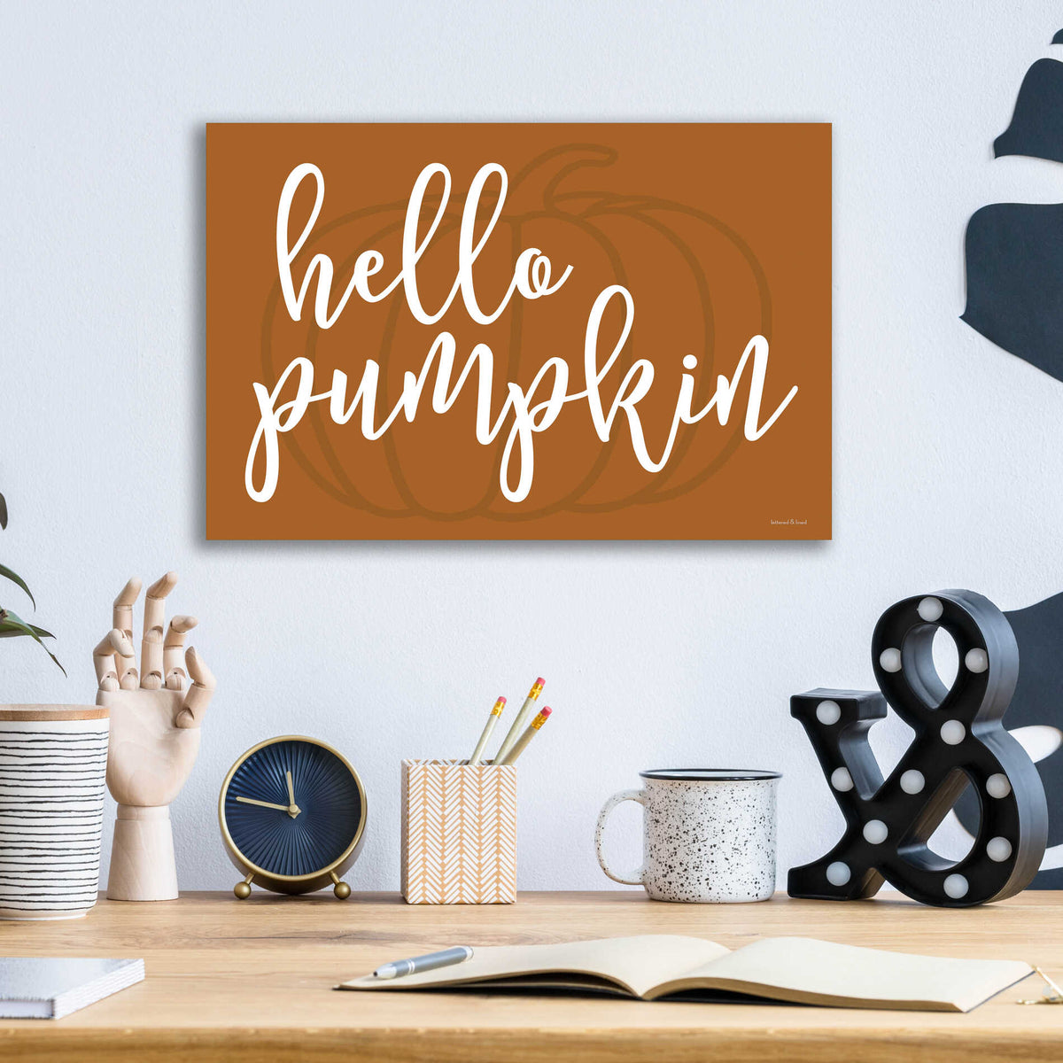 Epic Art 'Hello Pumpkin' by Lettered & Lined, Acrylic Glass Wall Art,16x12