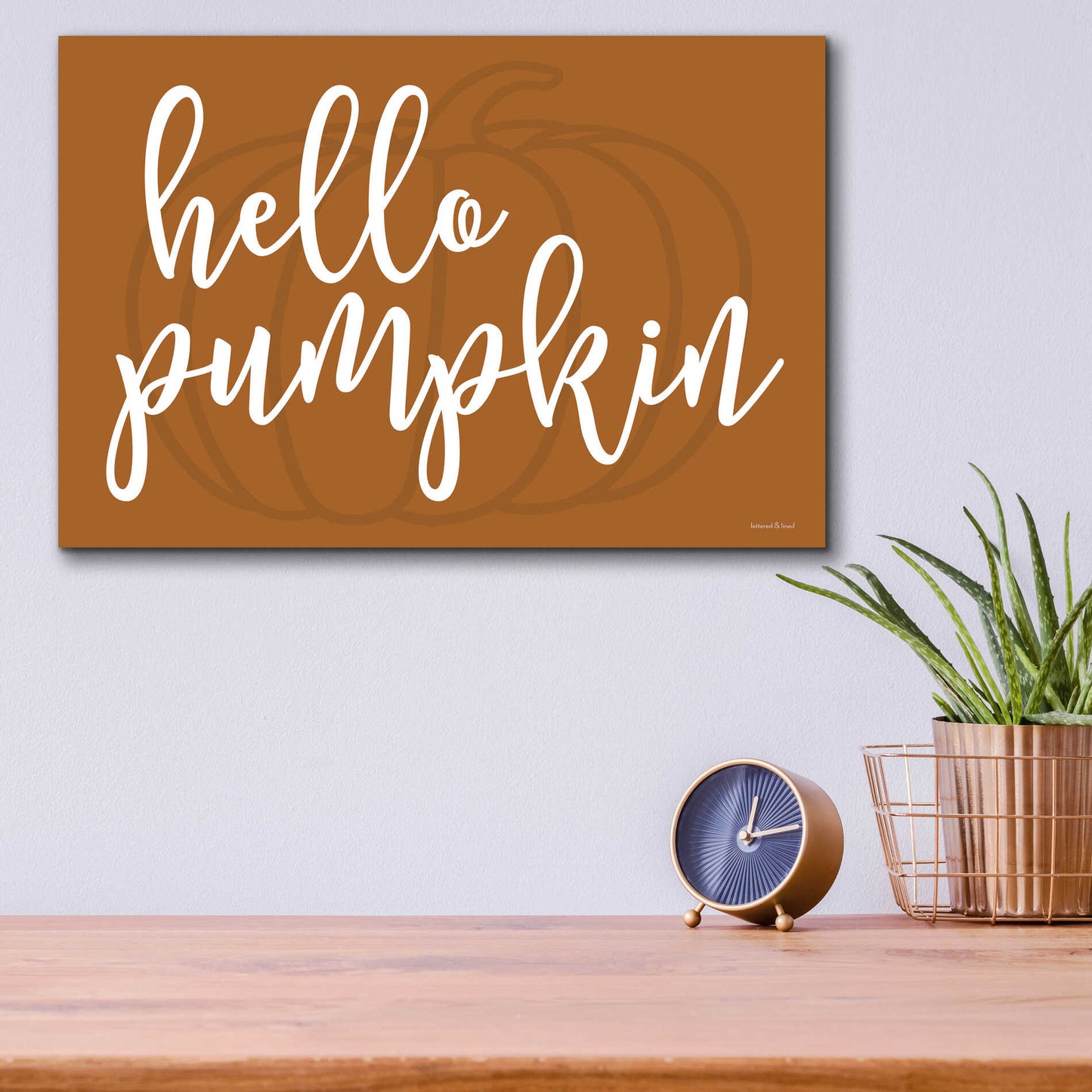 Epic Art 'Hello Pumpkin' by Lettered & Lined, Acrylic Glass Wall Art,16x12