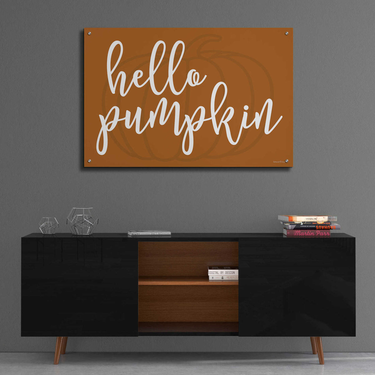 Epic Art 'Hello Pumpkin' by Lettered & Lined, Acrylic Glass Wall Art,36x24