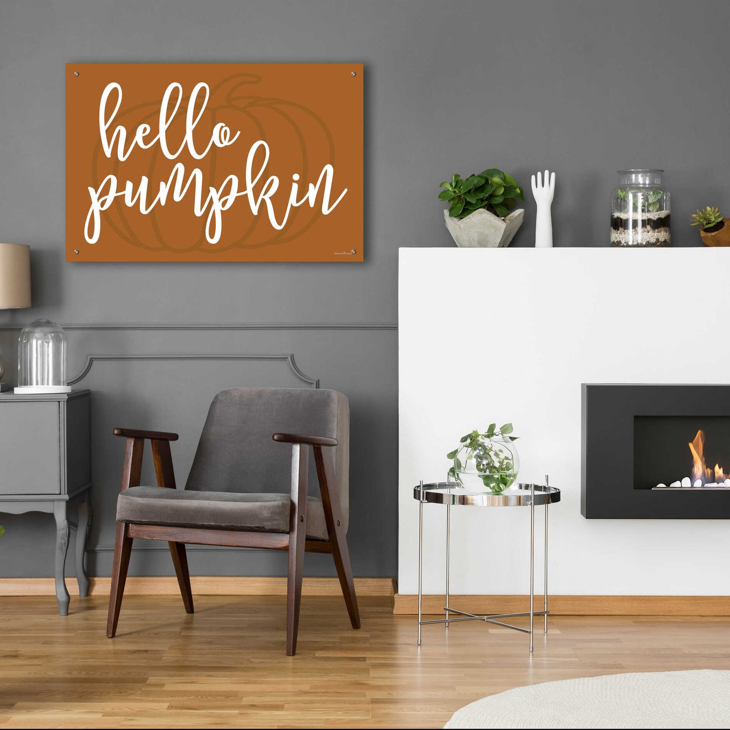Epic Art 'Hello Pumpkin' by Lettered & Lined, Acrylic Glass Wall Art,36x24