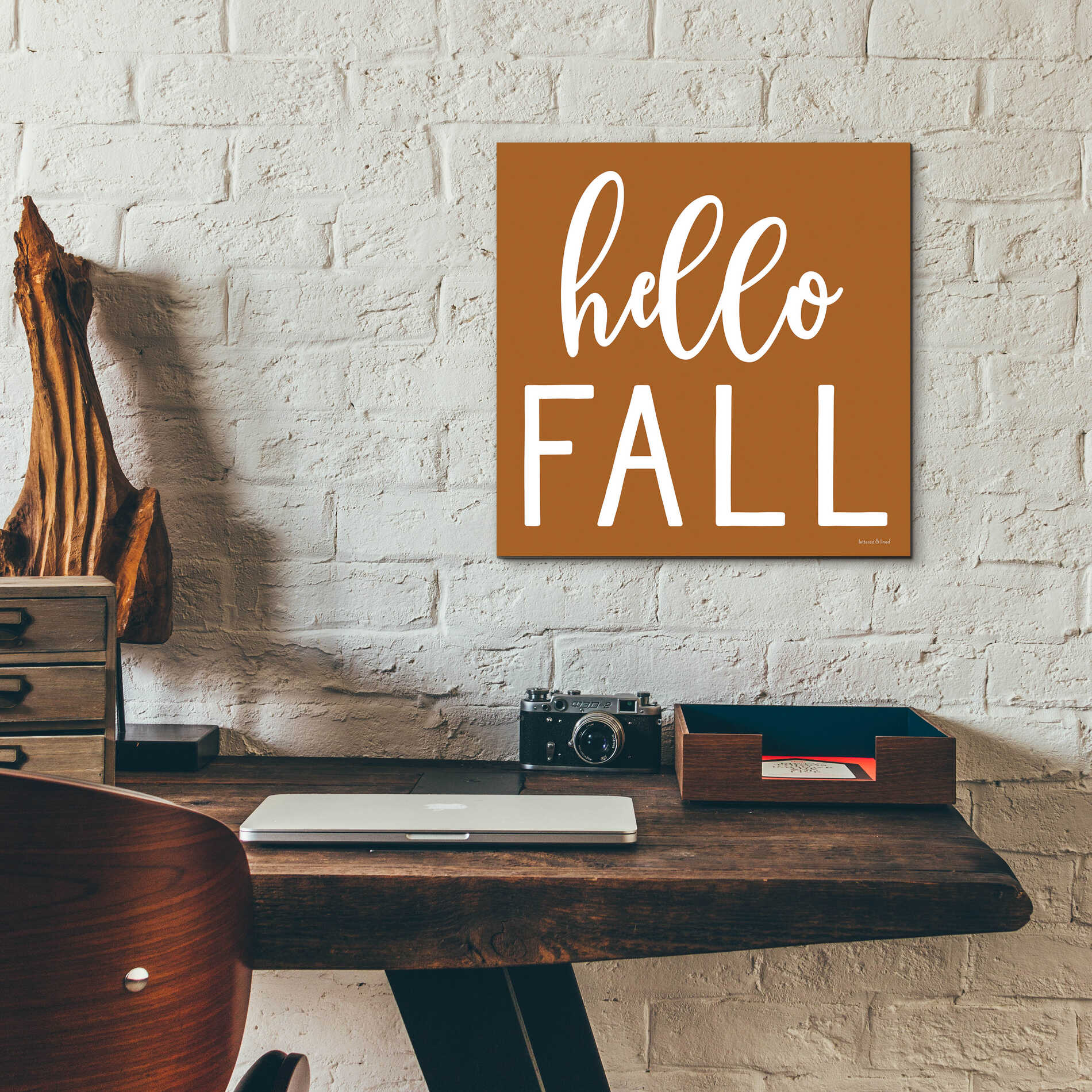 Epic Art 'Hello Fall II' by Lettered & Lined, Acrylic Glass Wall Art,12x12