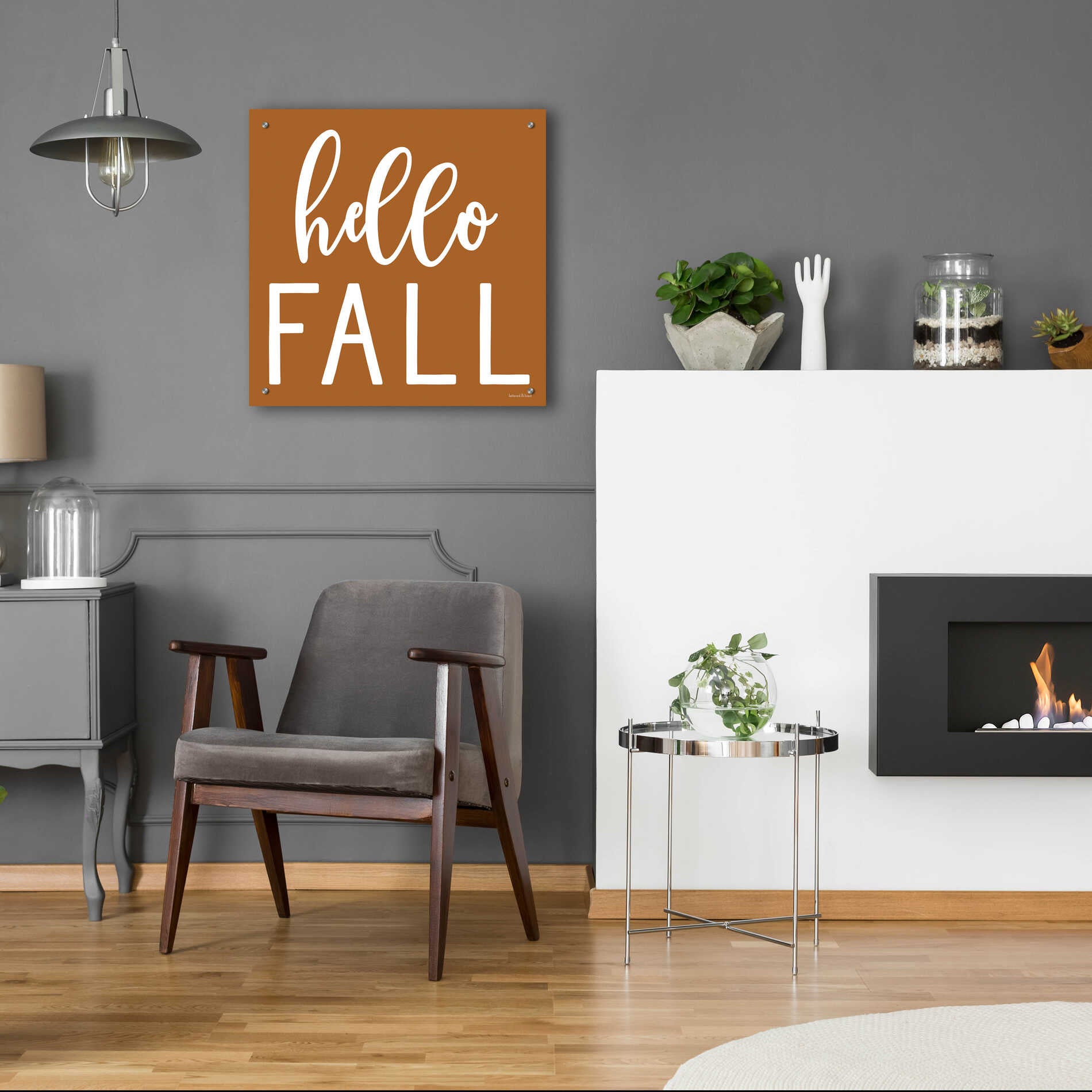 Epic Art 'Hello Fall II' by Lettered & Lined, Acrylic Glass Wall Art,24x24