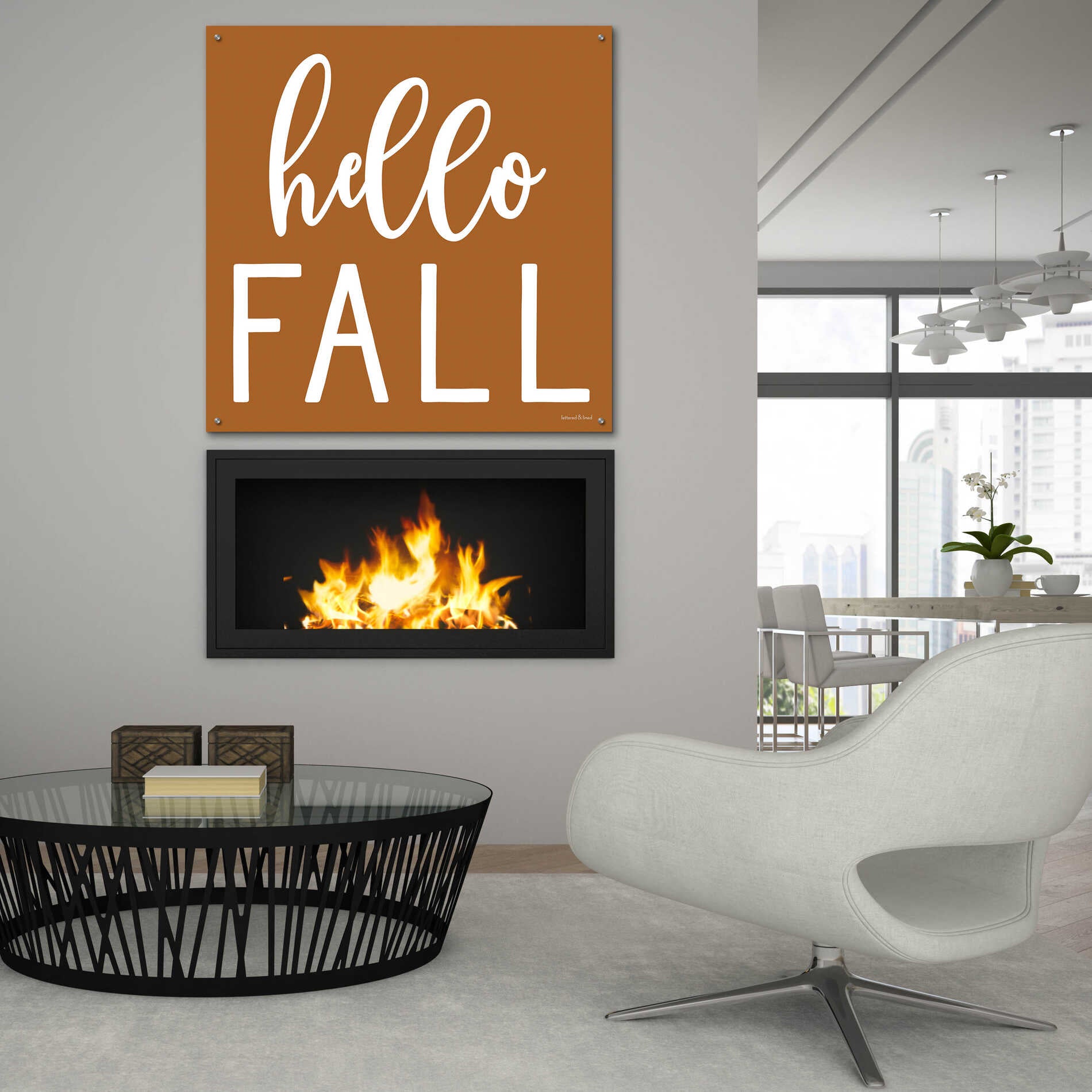 Epic Art 'Hello Fall II' by Lettered & Lined, Acrylic Glass Wall Art,36x36