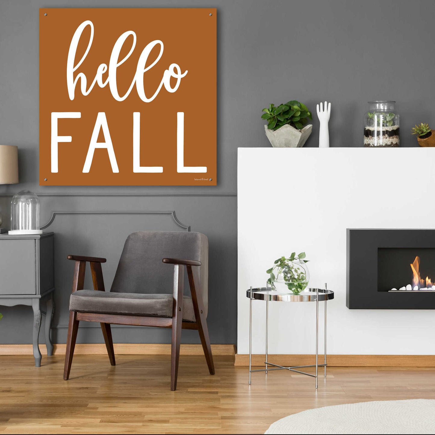 Epic Art 'Hello Fall II' by Lettered & Lined, Acrylic Glass Wall Art,36x36