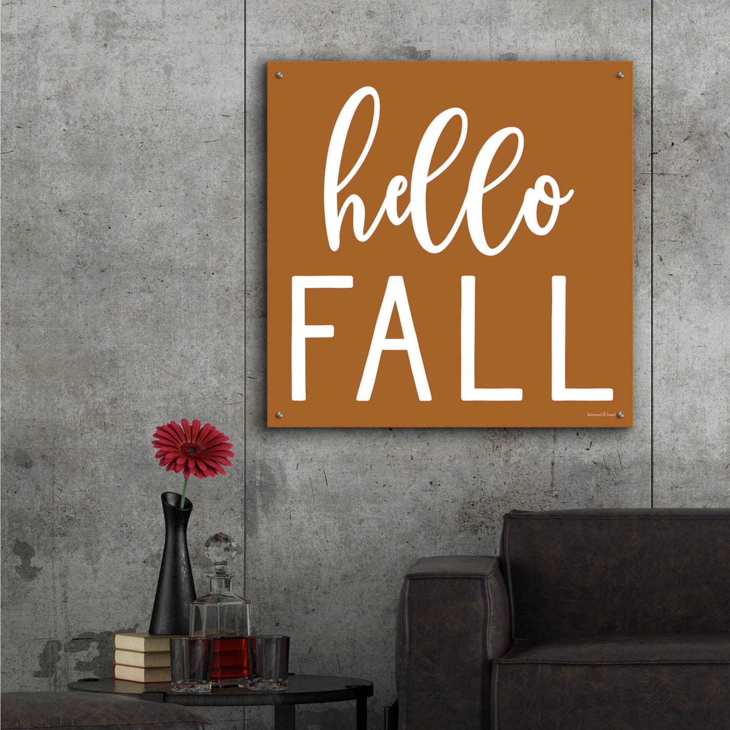 Epic Art 'Hello Fall II' by Lettered & Lined, Acrylic Glass Wall Art,36x36