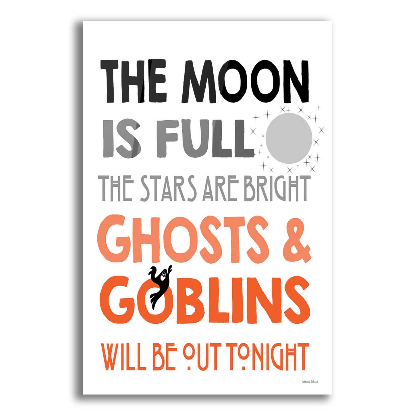 Epic Art 'The Moon Is Full I' by Lettered & Lined, Acrylic Glass Wall Art,12x16