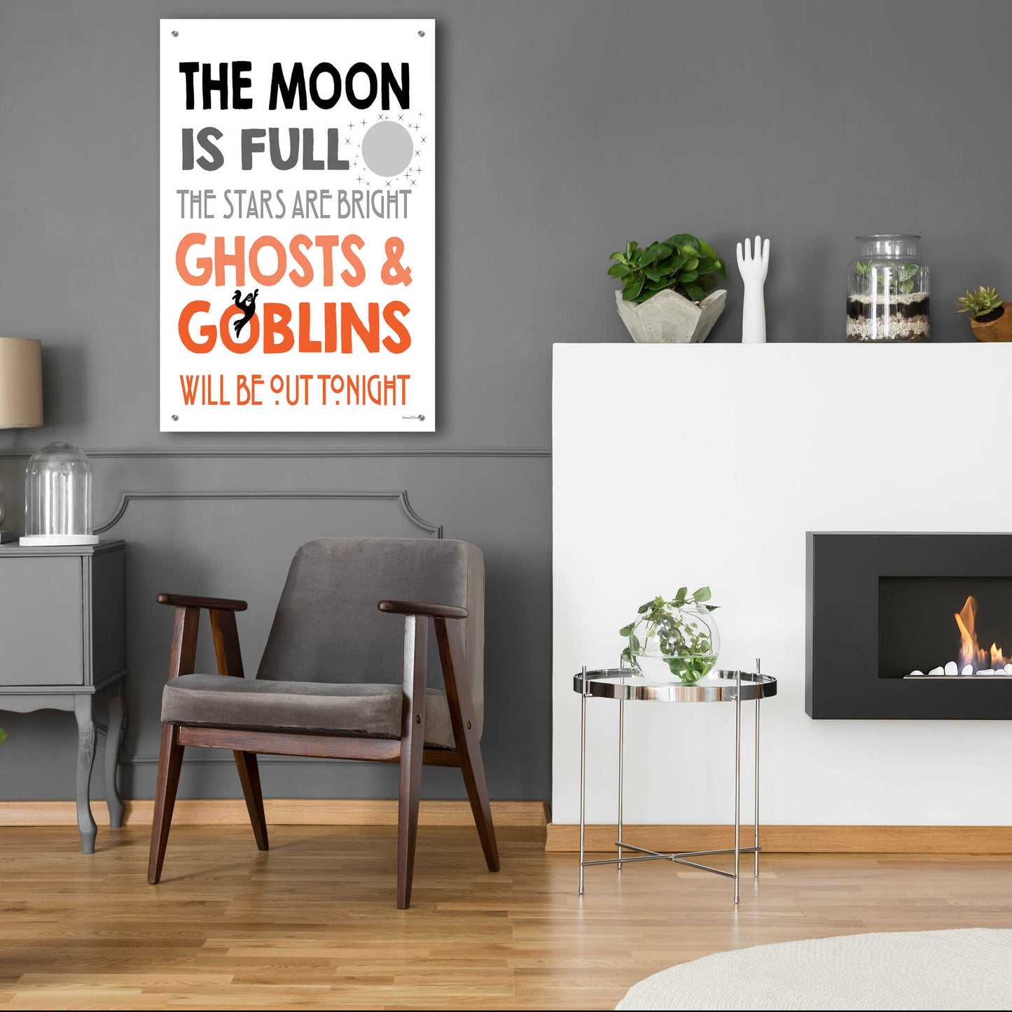 Epic Art 'The Moon Is Full I' by Lettered & Lined, Acrylic Glass Wall Art,24x36