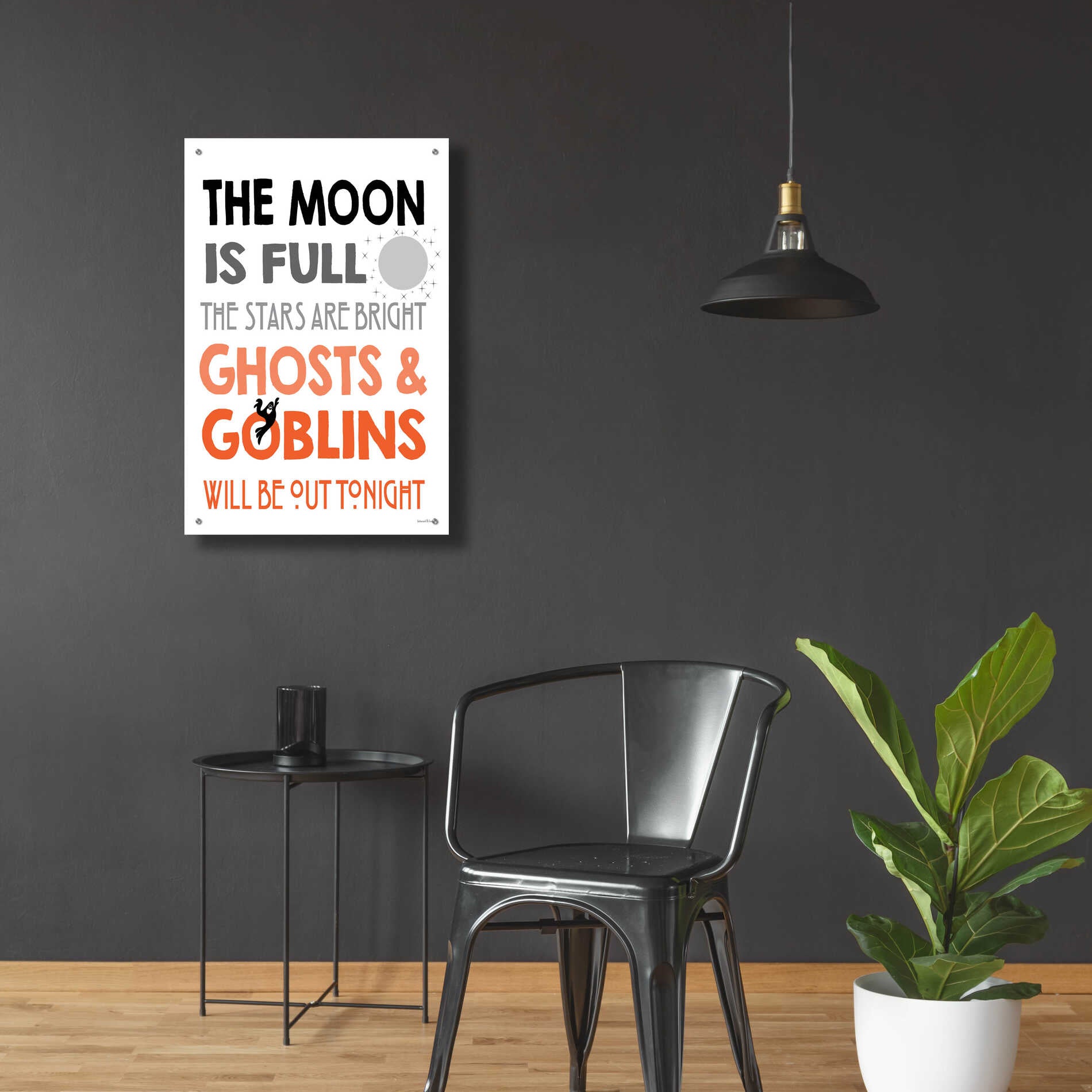 Epic Art 'The Moon Is Full I' by Lettered & Lined, Acrylic Glass Wall Art,24x36