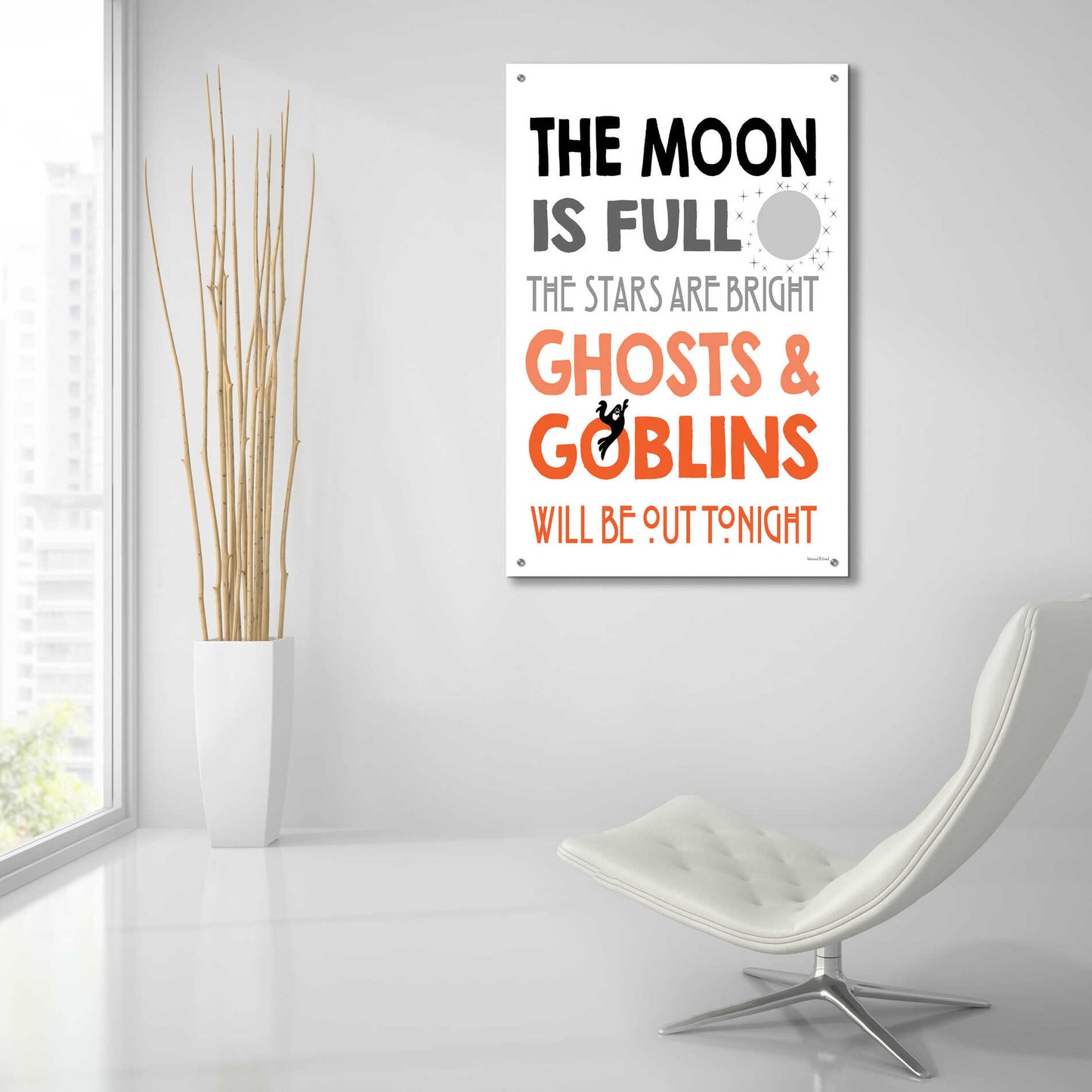 Epic Art 'The Moon Is Full I' by Lettered & Lined, Acrylic Glass Wall Art,24x36