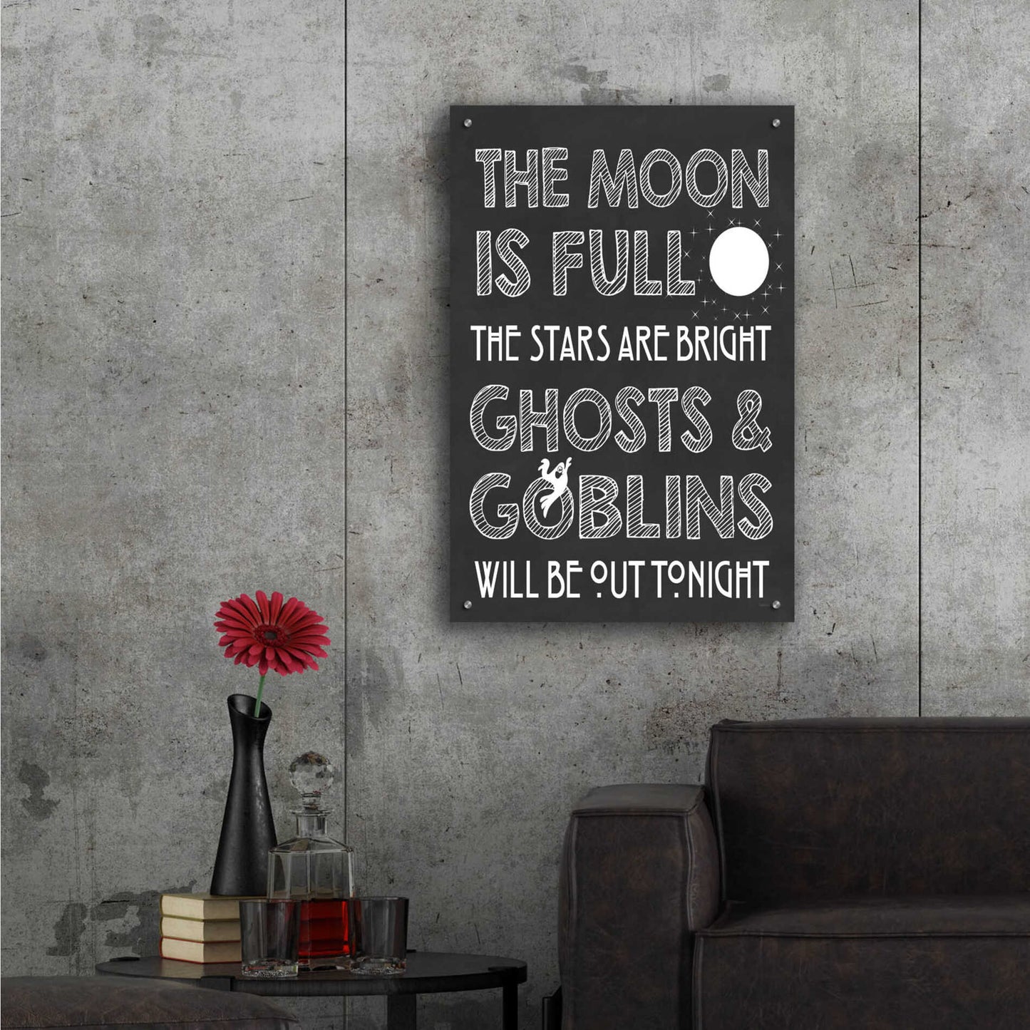 Epic Art 'The Moon Is Full II' by Lettered & Lined, Acrylic Glass Wall Art,24x36