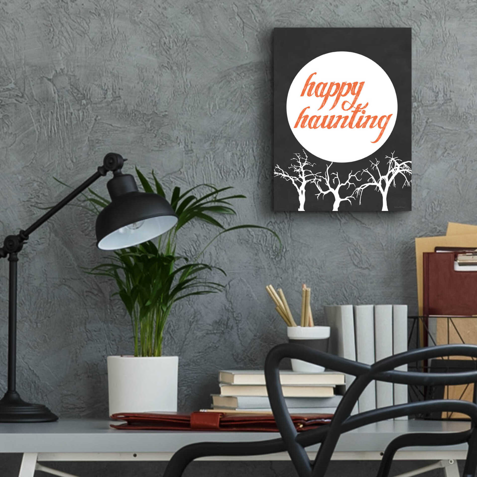 Epic Art 'Happy Haunting' by Lettered & Lined, Acrylic Glass Wall Art,12x16