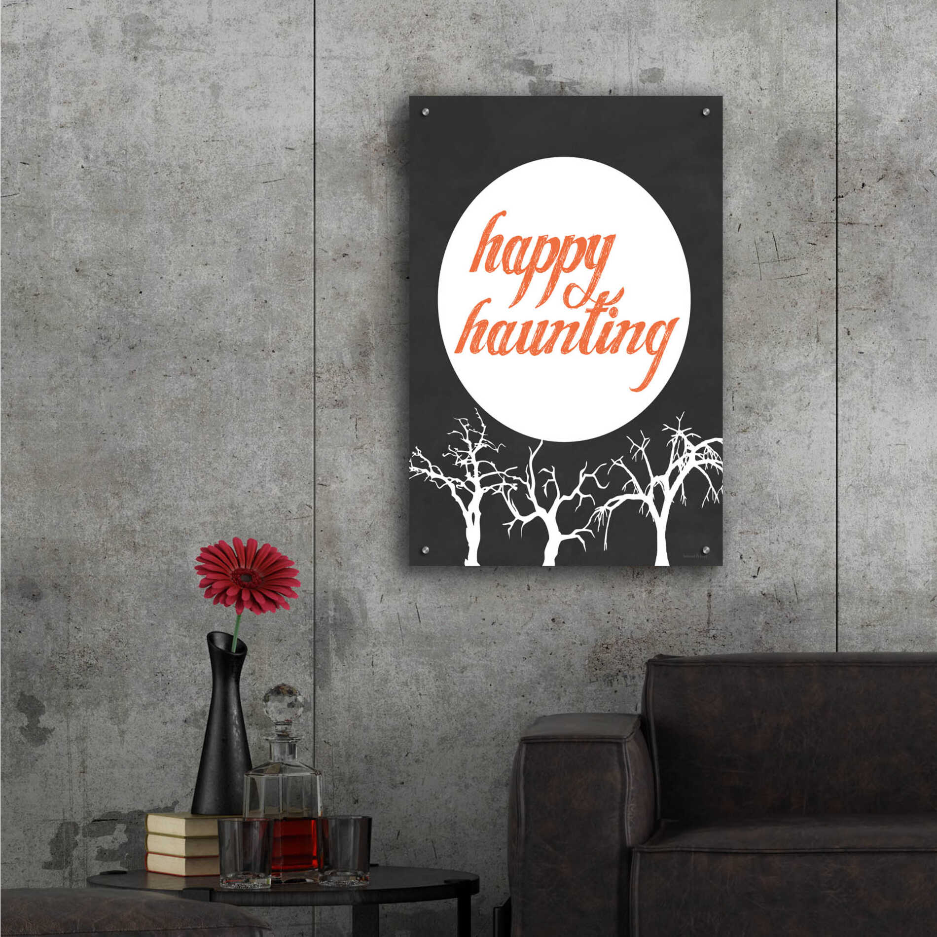 Epic Art 'Happy Haunting' by Lettered & Lined, Acrylic Glass Wall Art,24x36