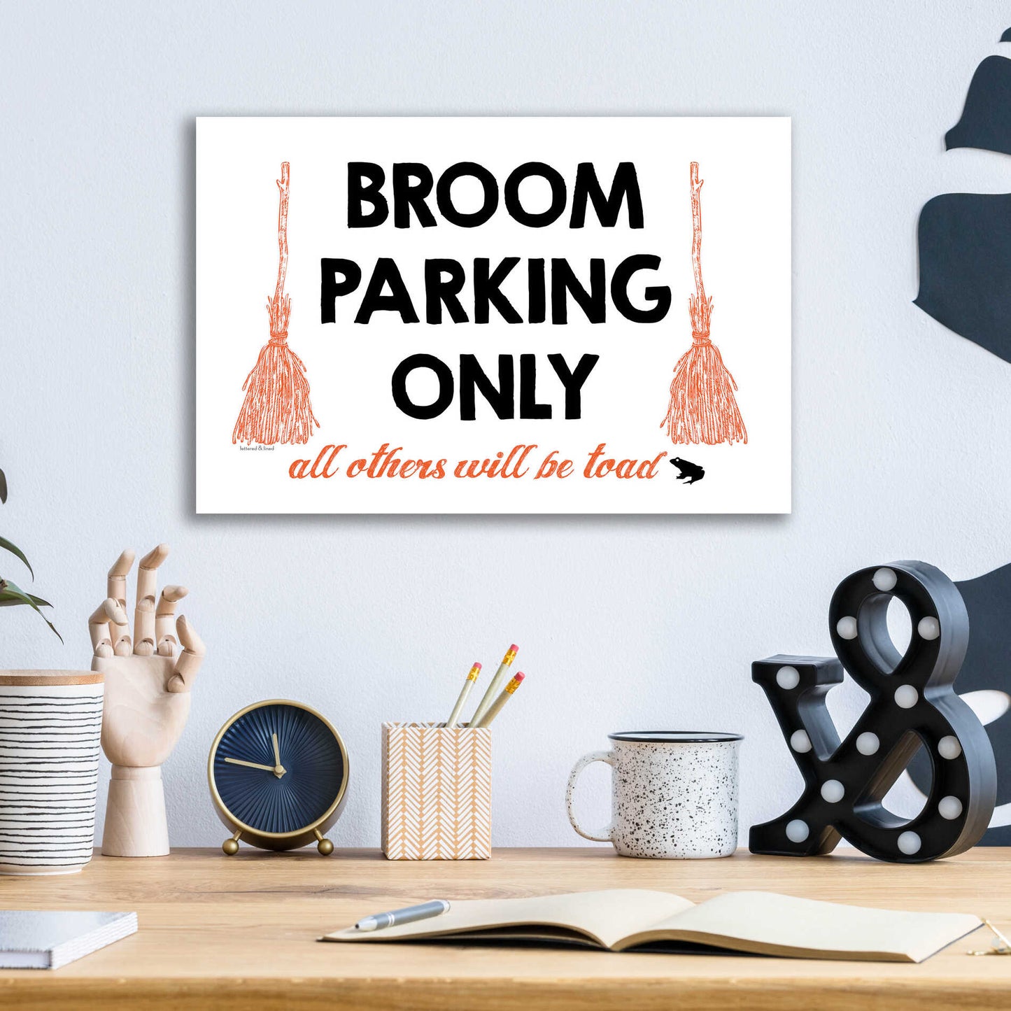 Epic Art 'Broom Parking Only' by Lettered & Lined, Acrylic Glass Wall Art,16x12