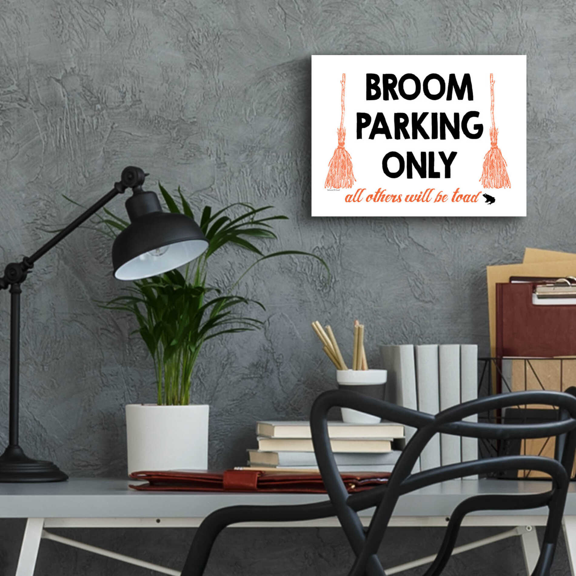 Epic Art 'Broom Parking Only' by Lettered & Lined, Acrylic Glass Wall Art,16x12