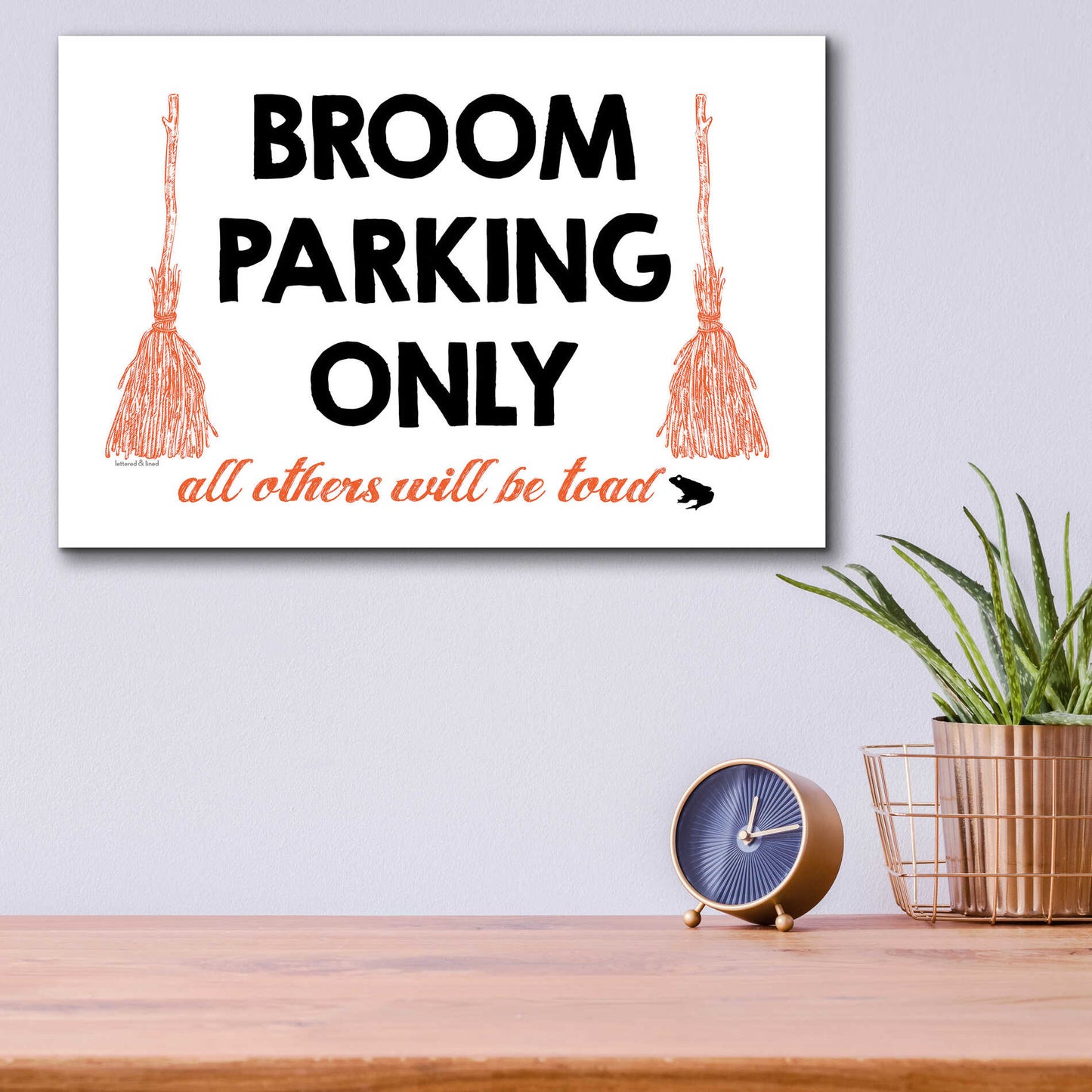 Epic Art 'Broom Parking Only' by Lettered & Lined, Acrylic Glass Wall Art,16x12