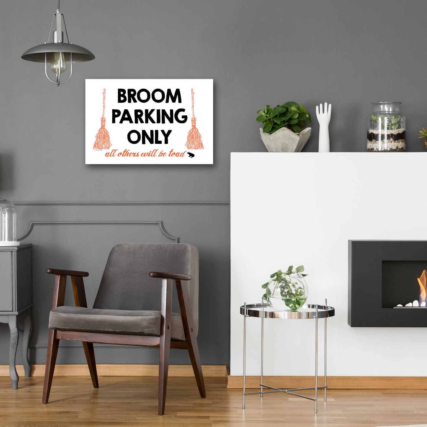 Epic Art 'Broom Parking Only' by Lettered & Lined, Acrylic Glass Wall Art,24x16