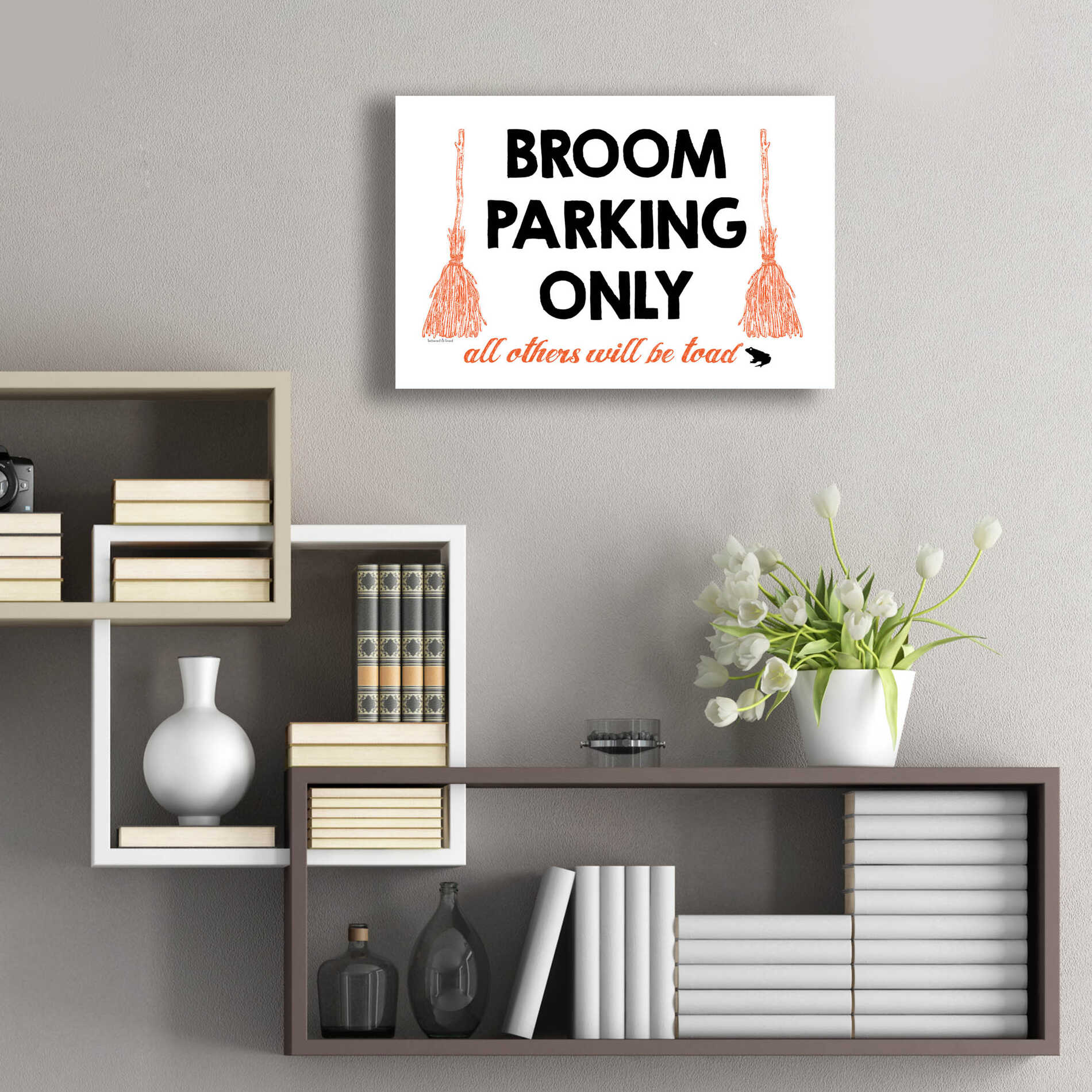 Epic Art 'Broom Parking Only' by Lettered & Lined, Acrylic Glass Wall Art,24x16