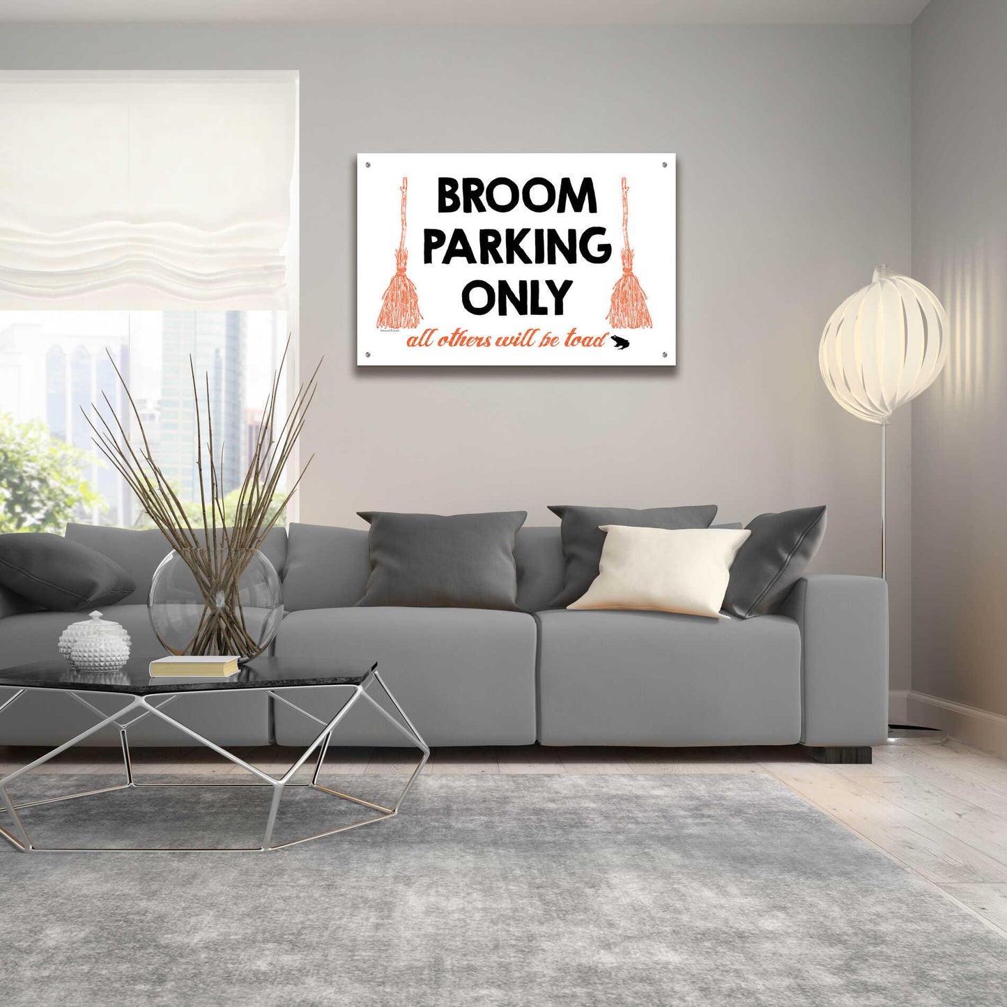 Epic Art 'Broom Parking Only' by Lettered & Lined, Acrylic Glass Wall Art,36x24