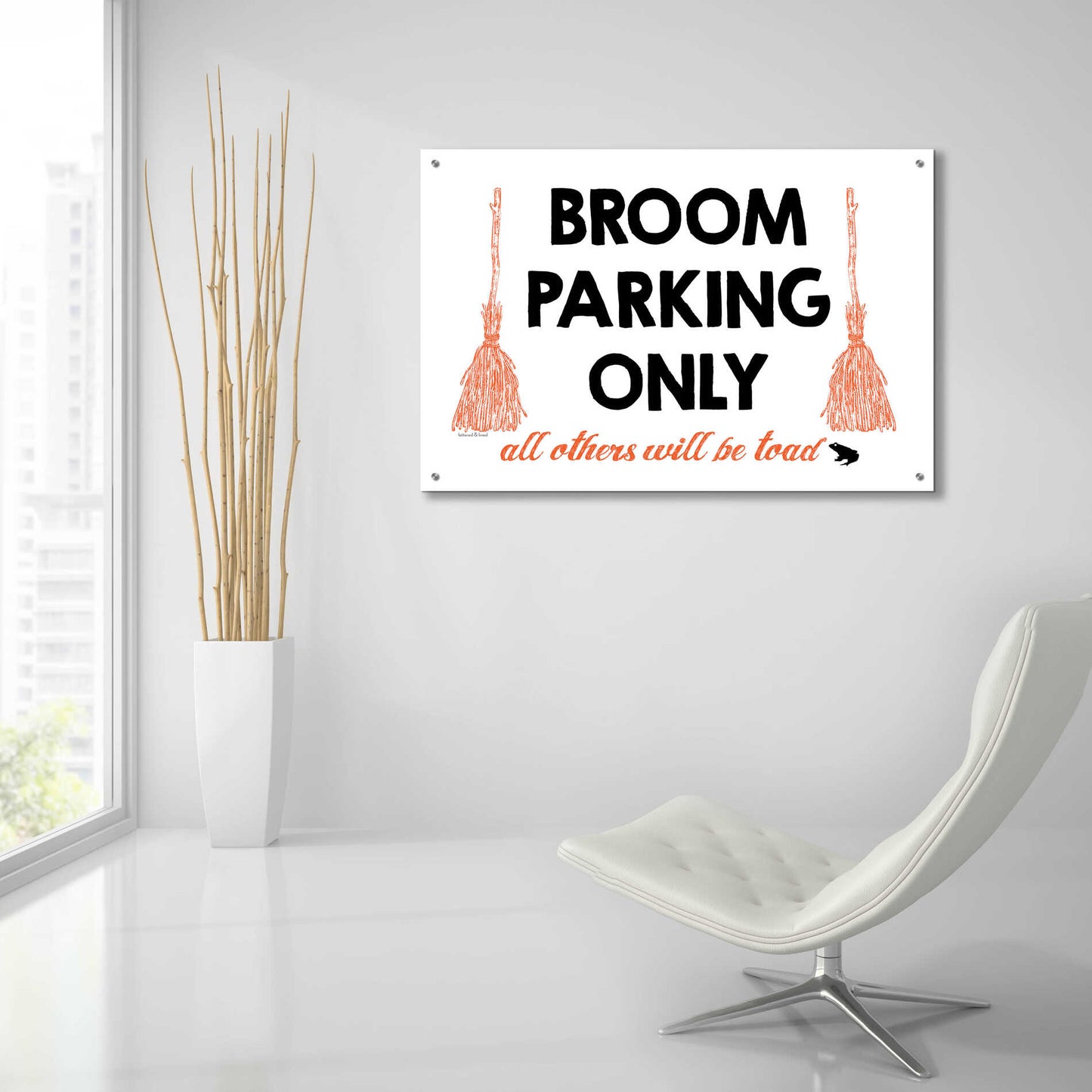 Epic Art 'Broom Parking Only' by Lettered & Lined, Acrylic Glass Wall Art,36x24