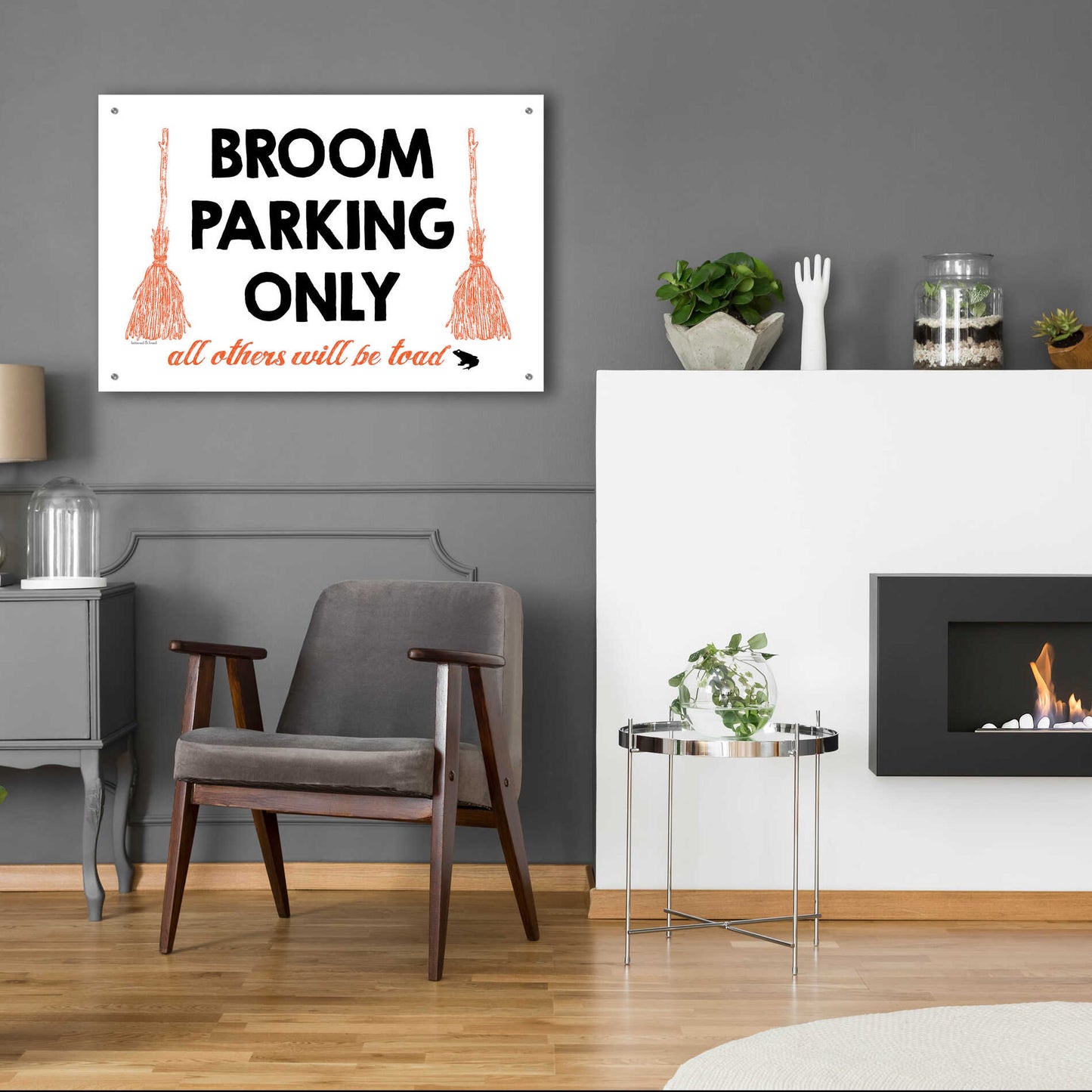 Epic Art 'Broom Parking Only' by Lettered & Lined, Acrylic Glass Wall Art,36x24