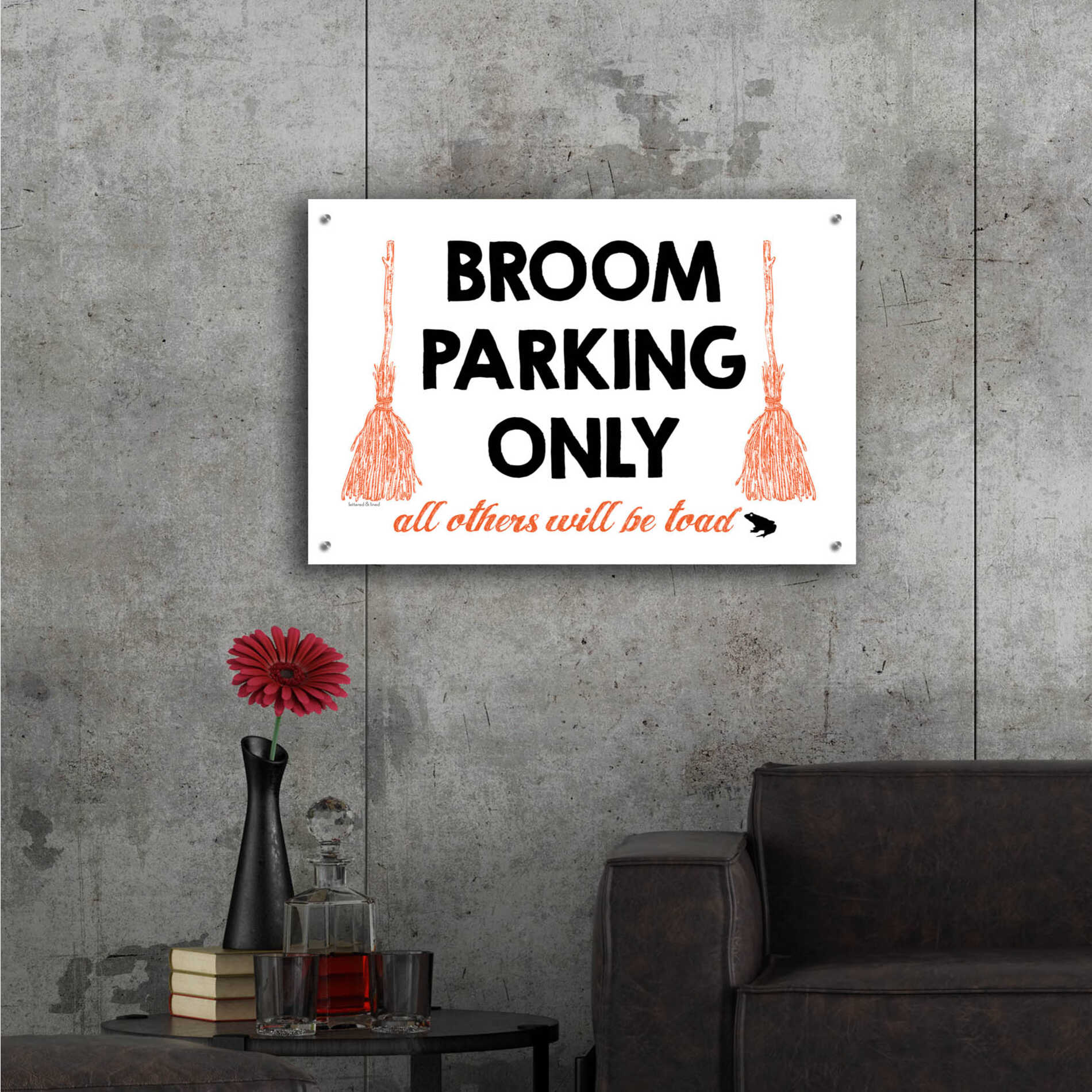 Epic Art 'Broom Parking Only' by Lettered & Lined, Acrylic Glass Wall Art,36x24