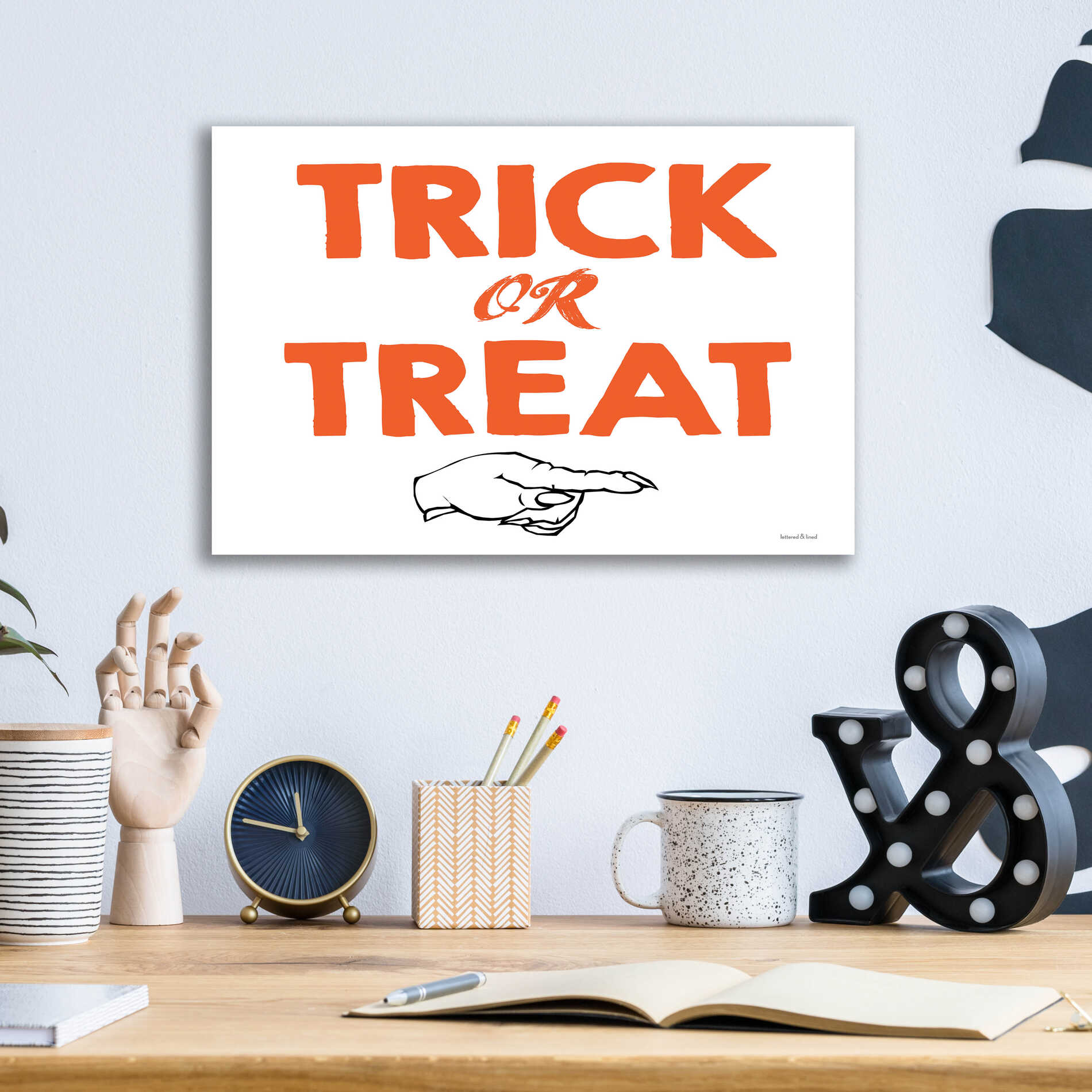 Epic Art 'Trick Or Treat' by Lettered & Lined, Acrylic Glass Wall Art,16x12