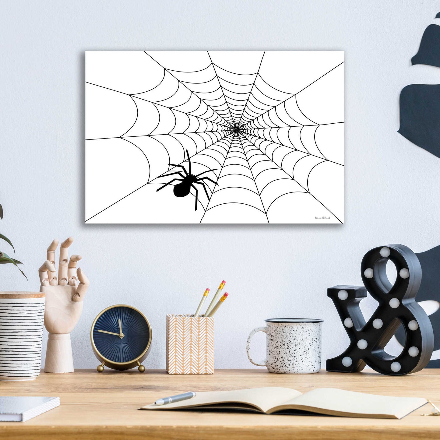 Epic Art 'Spider Web I' by Lettered & Lined, Acrylic Glass Wall Art,16x12