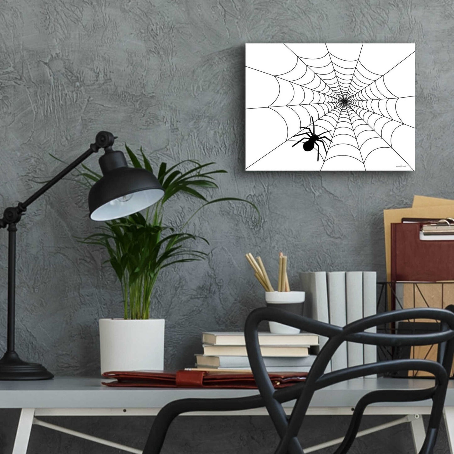 Epic Art 'Spider Web I' by Lettered & Lined, Acrylic Glass Wall Art,16x12