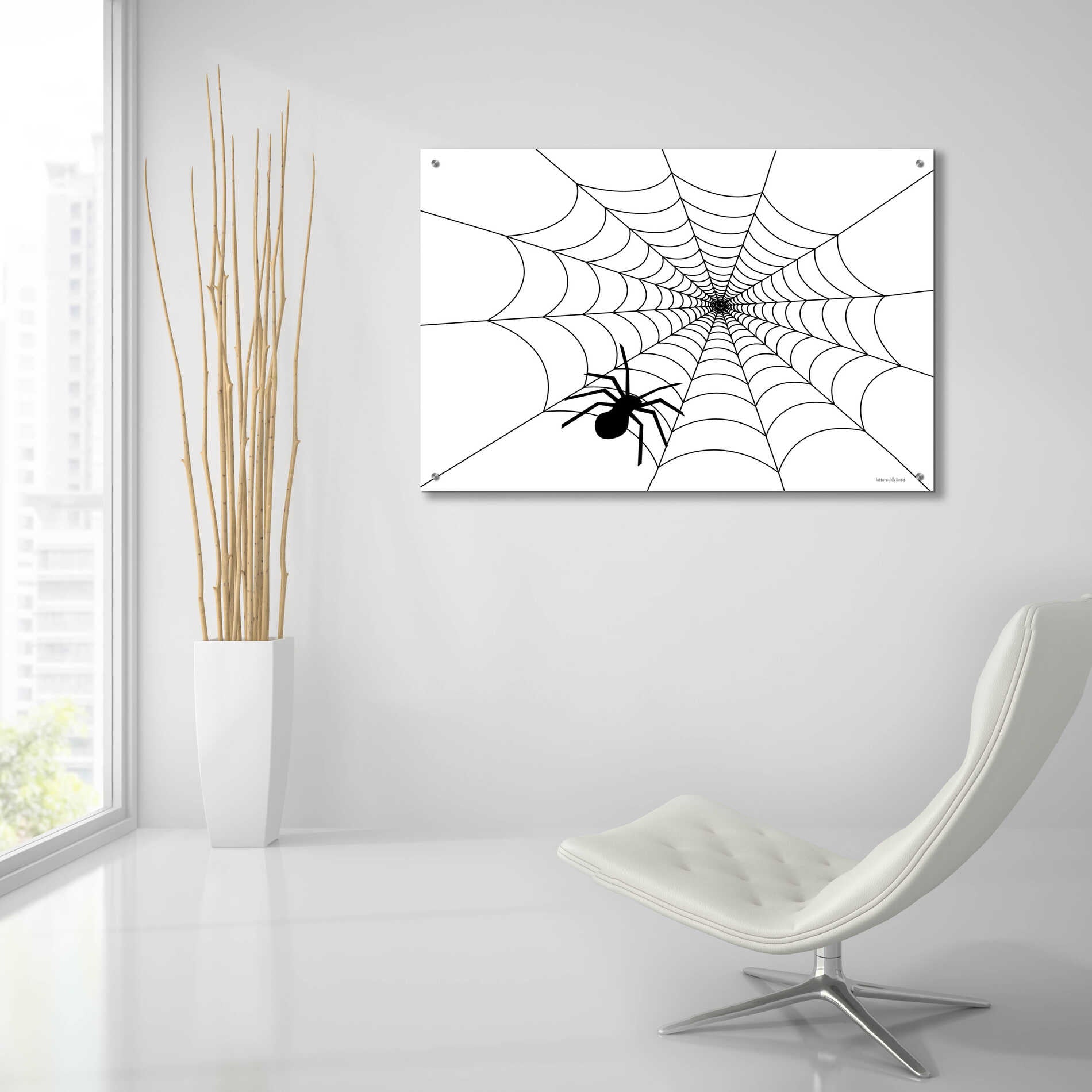 Epic Art 'Spider Web I' by Lettered & Lined, Acrylic Glass Wall Art,36x24