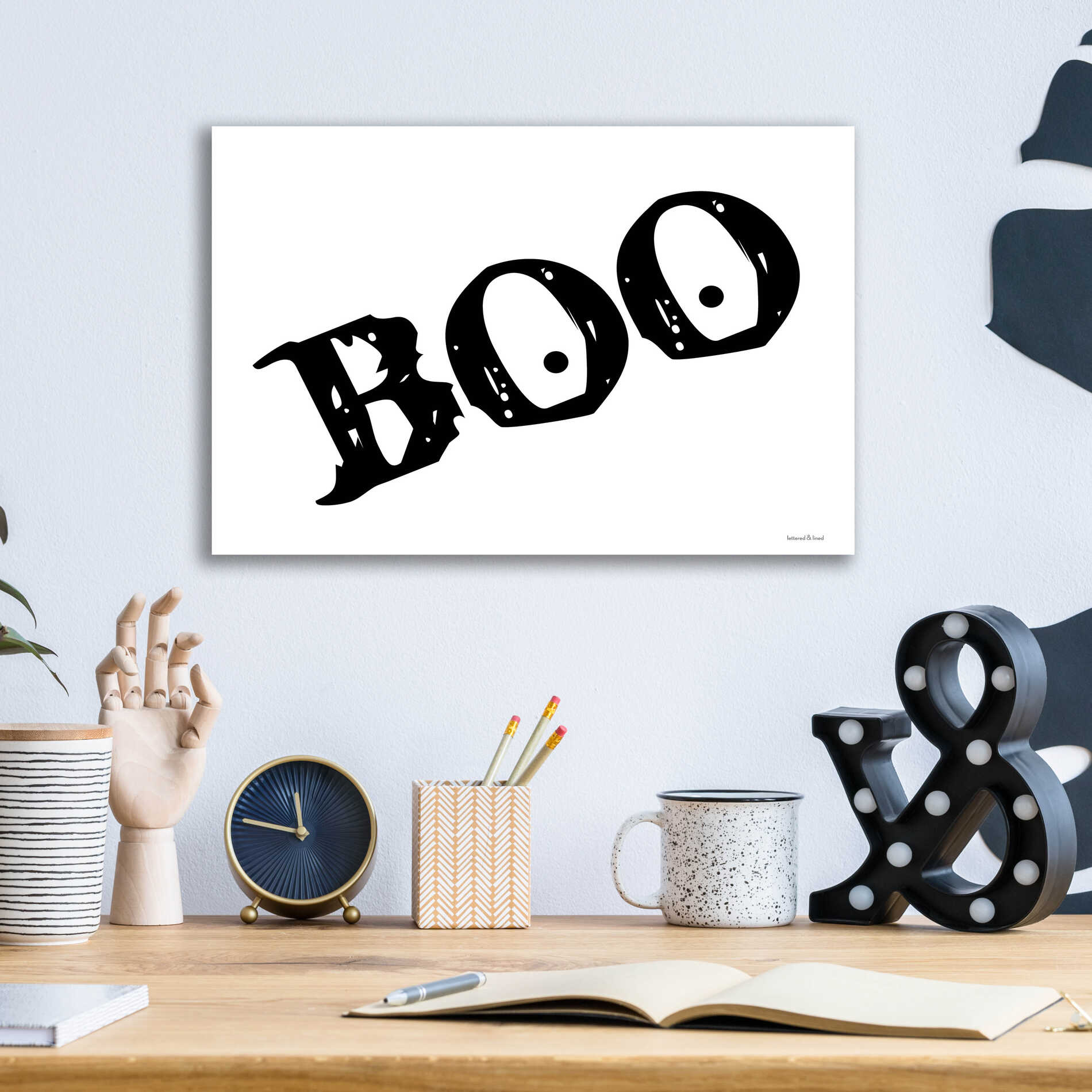 Epic Art 'Boo' by Lettered & Lined, Acrylic Glass Wall Art,16x12