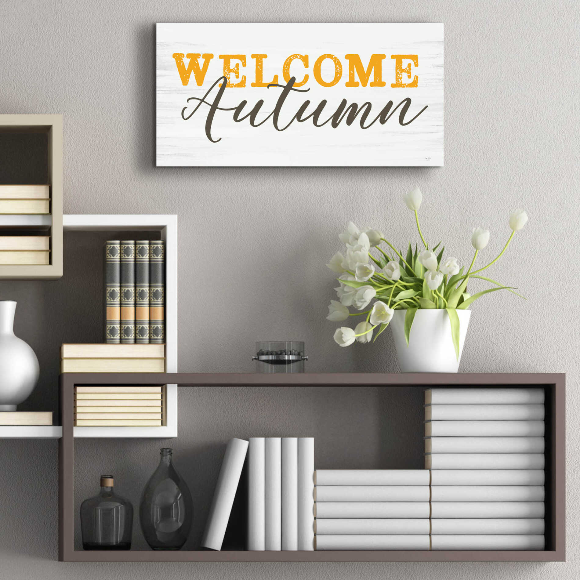 Epic Art 'Welcome Autumn' by Lux + Me Designs, Acrylic Glass Wall Art,24x12