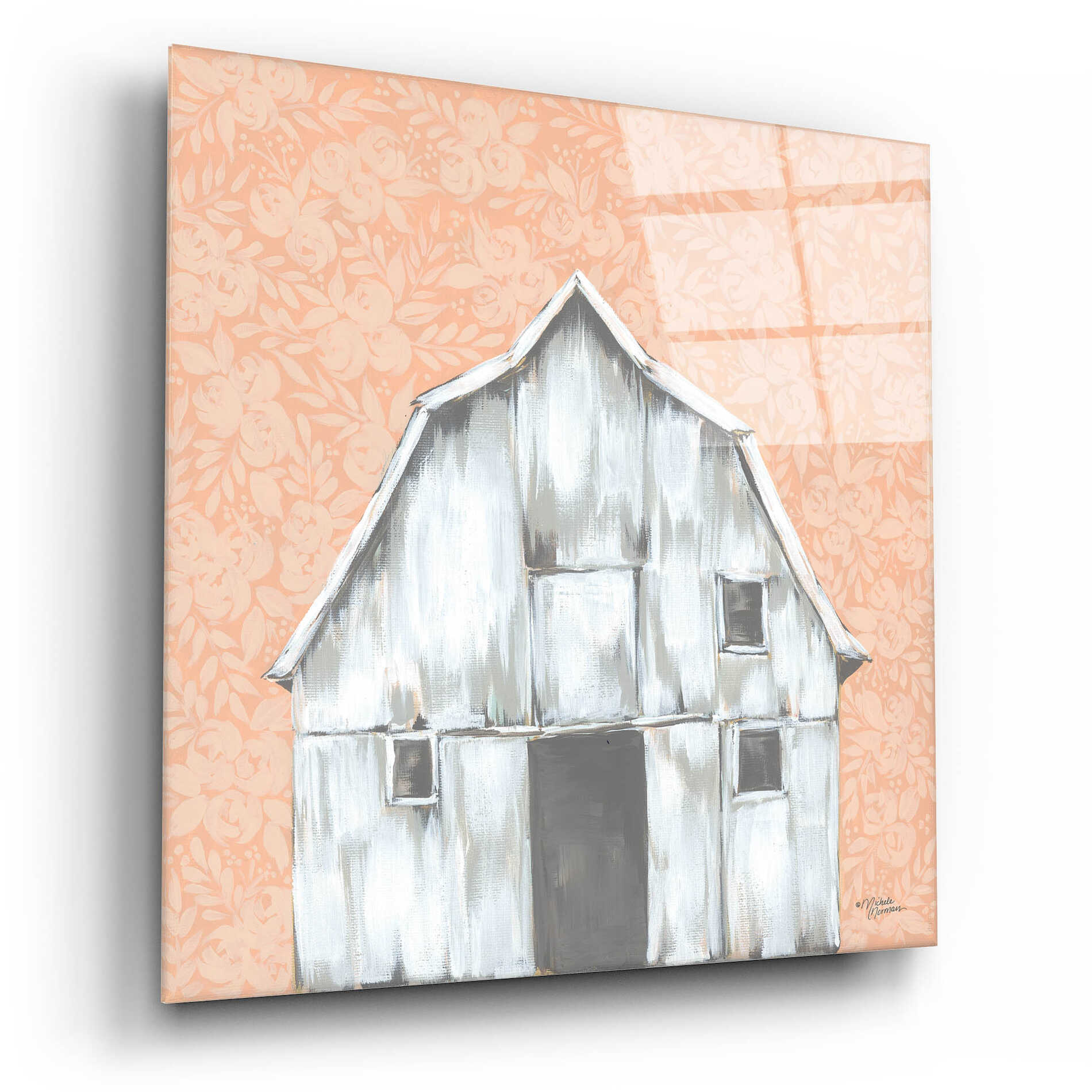 Epic Art 'Peaches & Cream Barn' by Michele Norman, Acrylic Glass Wall Art,12x12