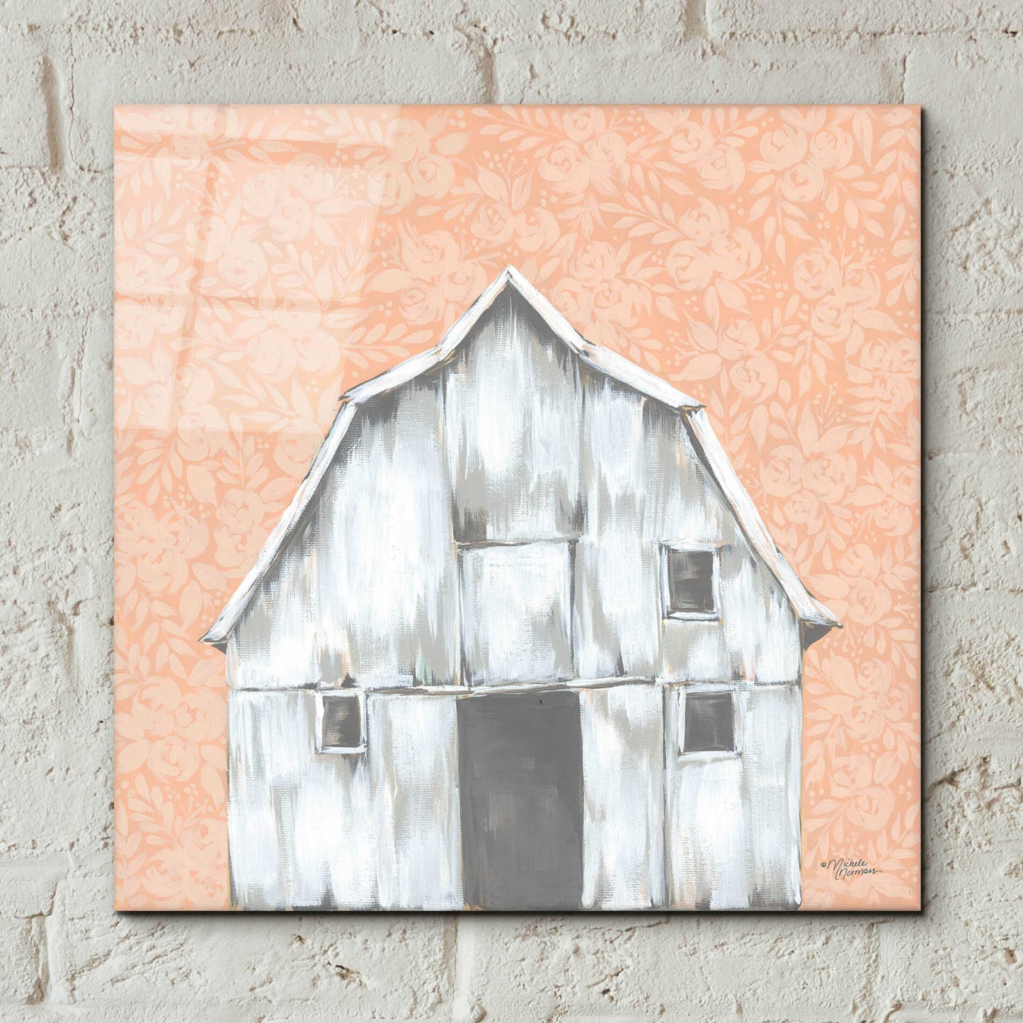 Epic Art 'Peaches & Cream Barn' by Michele Norman, Acrylic Glass Wall Art,12x12