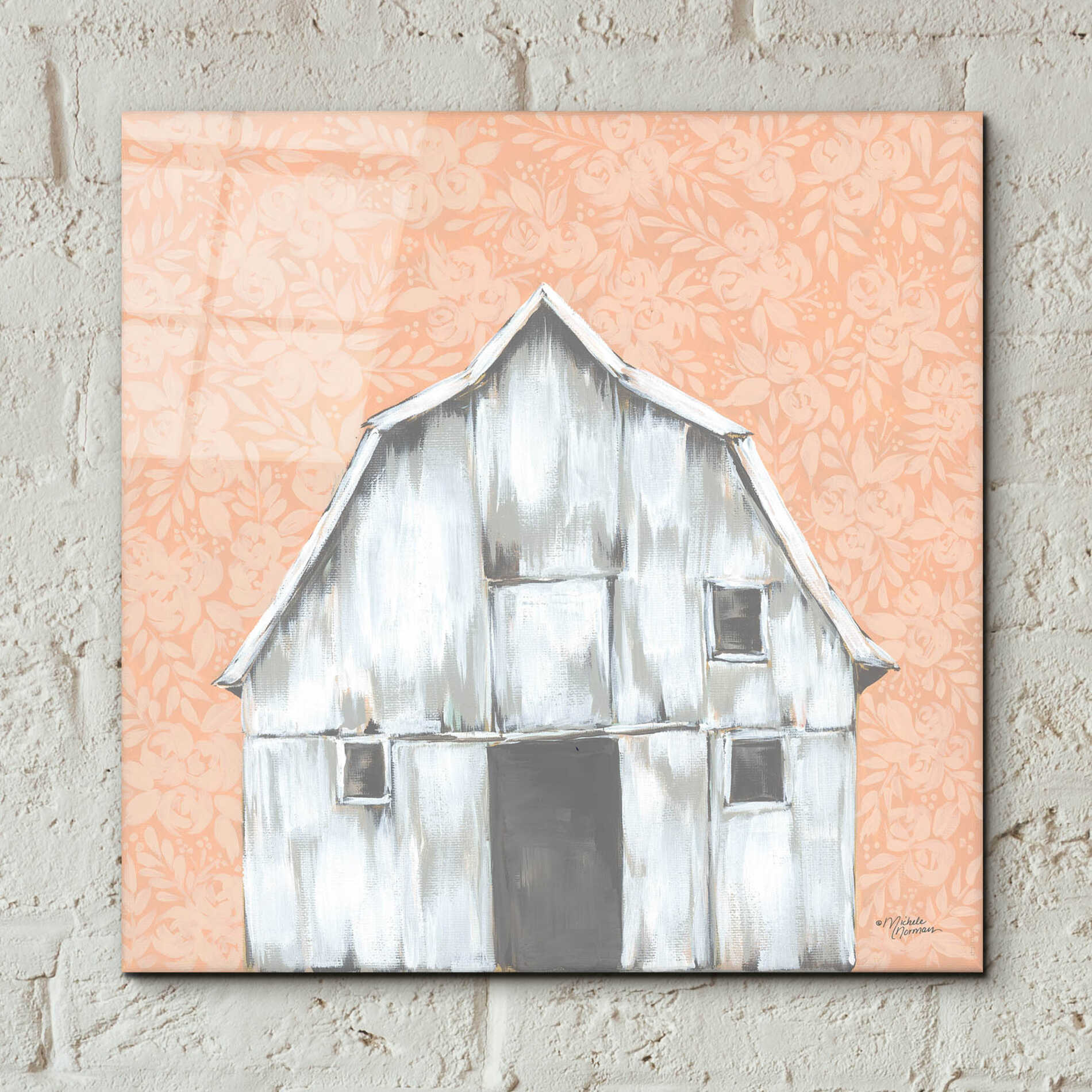 Epic Art 'Peaches & Cream Barn' by Michele Norman, Acrylic Glass Wall Art,12x12